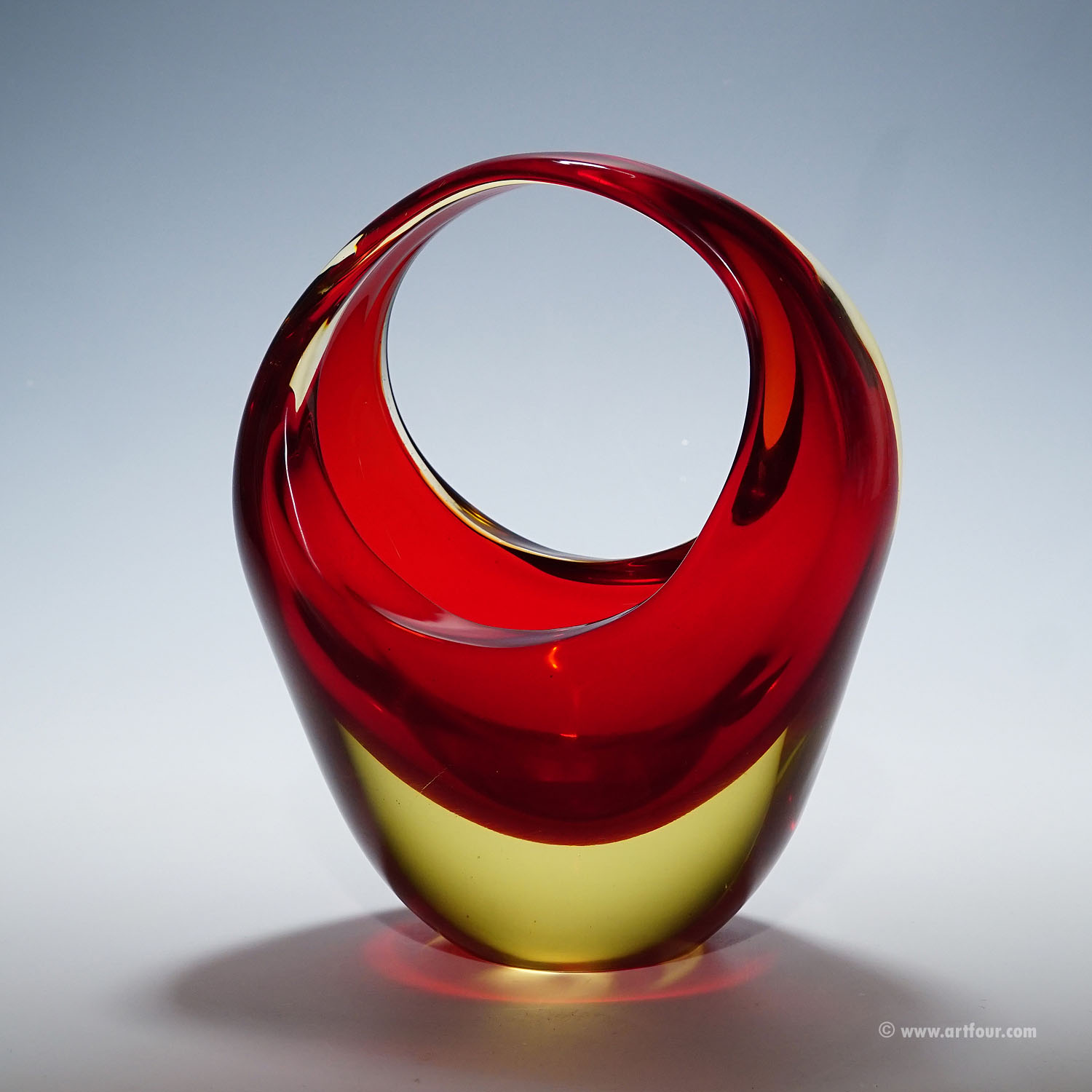 Bowl in Red Sommerso Glass, Flavio Poli for Seguso Murano 1950s