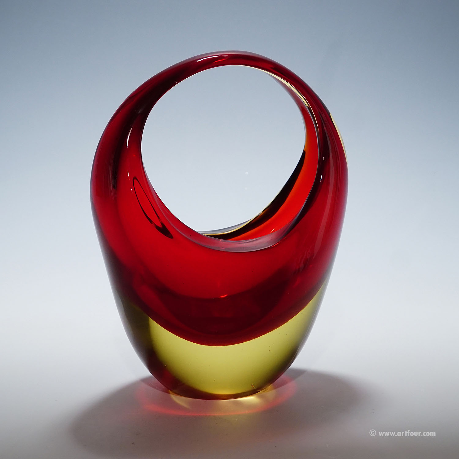 Bowl in Red Sommerso Glass, Flavio Poli for Seguso Murano 1950s