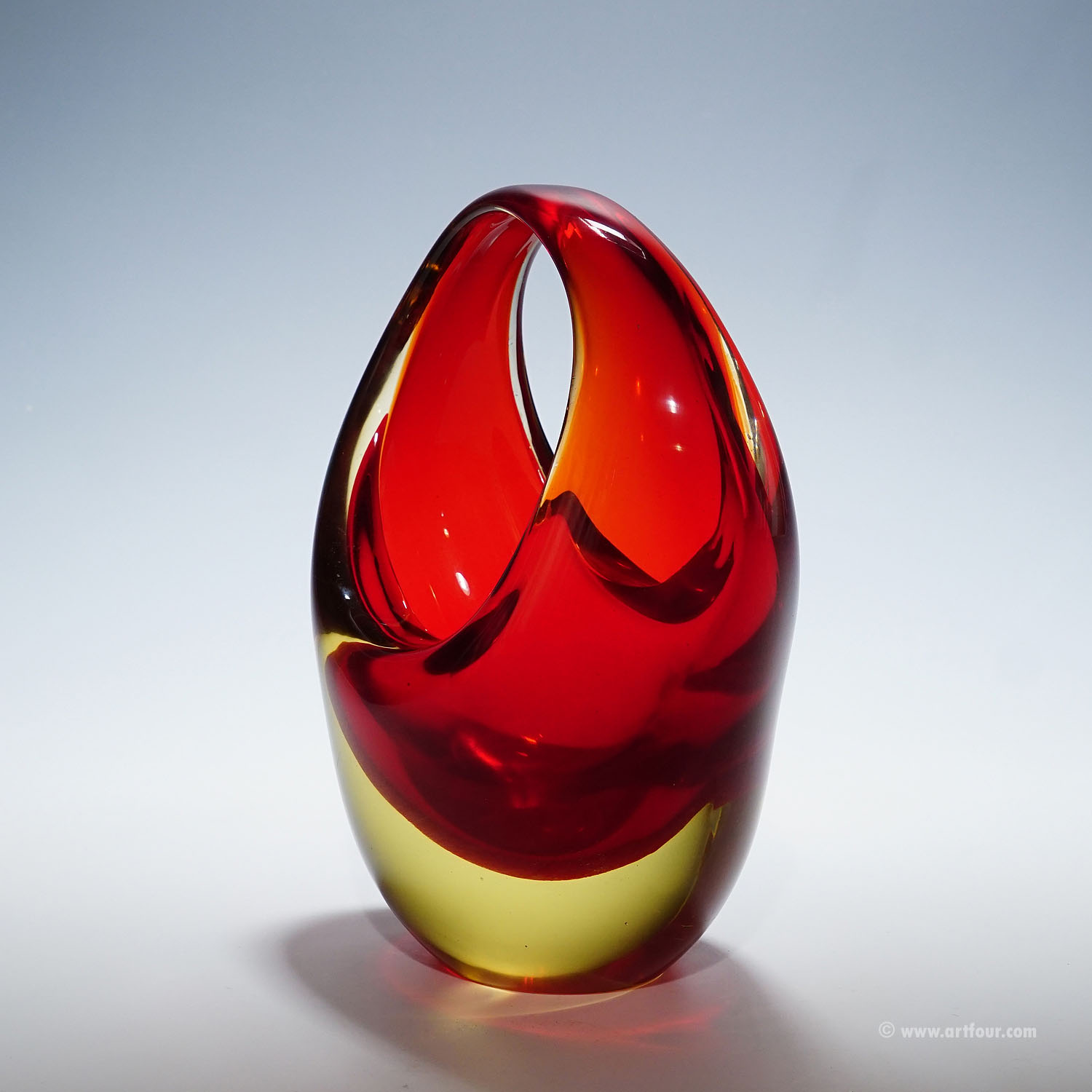 Bowl in Red Sommerso Glass, Flavio Poli for Seguso Murano 1950s