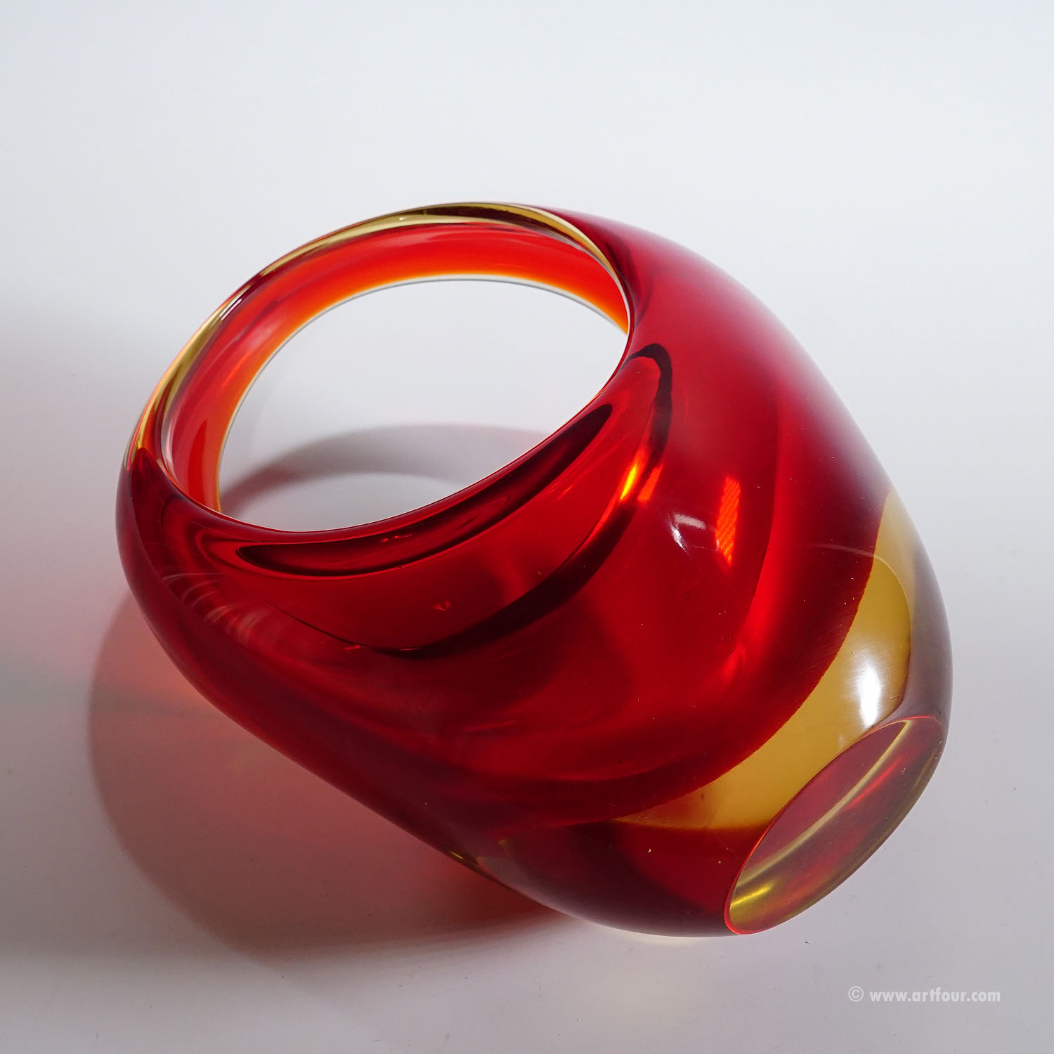 Bowl in Red Sommerso Glass, Flavio Poli for Seguso Murano 1950s