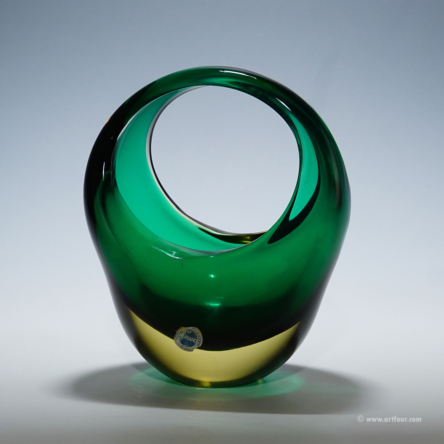 Bowl in Green Sommerso Glass, Flavio Poli for Seguso Murano 1950s