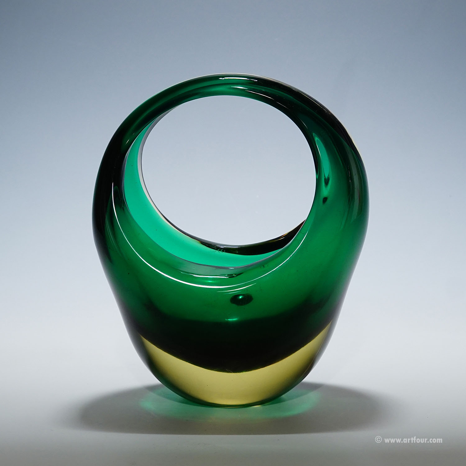 Bowl in Green Sommerso Glass, Flavio Poli for Seguso Murano 1950s