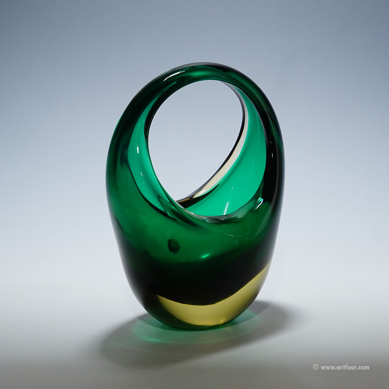 Bowl in Green Sommerso Glass, Flavio Poli for Seguso Murano 1950s