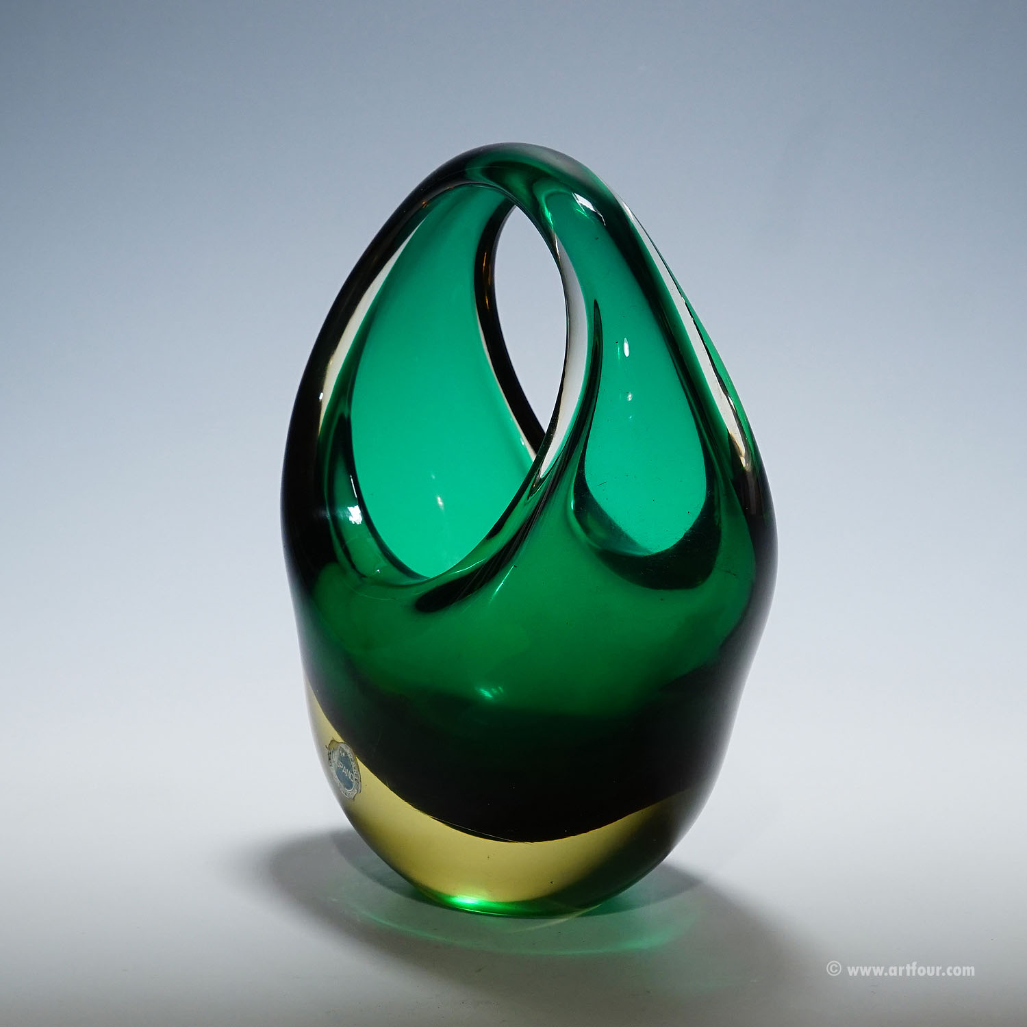 Bowl in Green Sommerso Glass, Flavio Poli for Seguso Murano 1950s