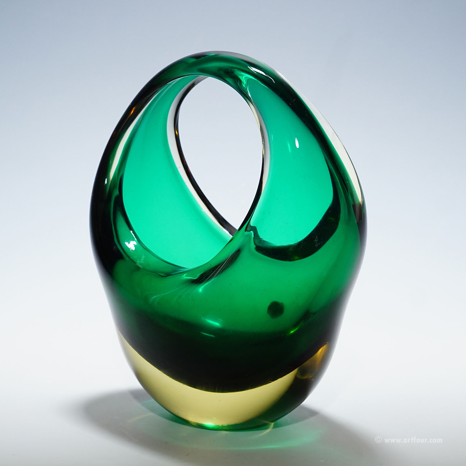 Bowl in Green Sommerso Glass, Flavio Poli for Seguso Murano 1950s