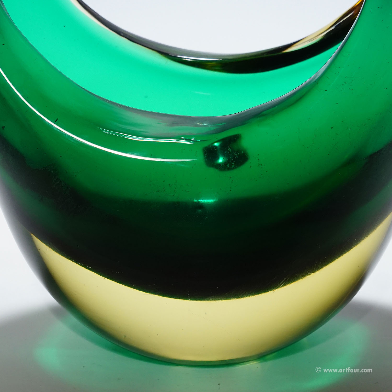 Bowl in Green Sommerso Glass, Flavio Poli for Seguso Murano 1950s