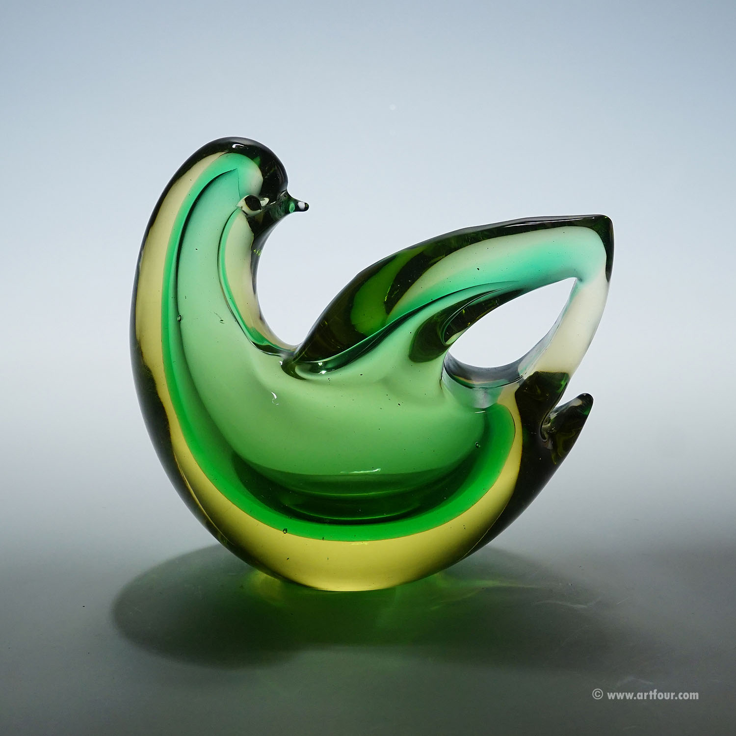 Sommerso Glass bird Sculpture, Flavio Poli for Seguso Murano 1953