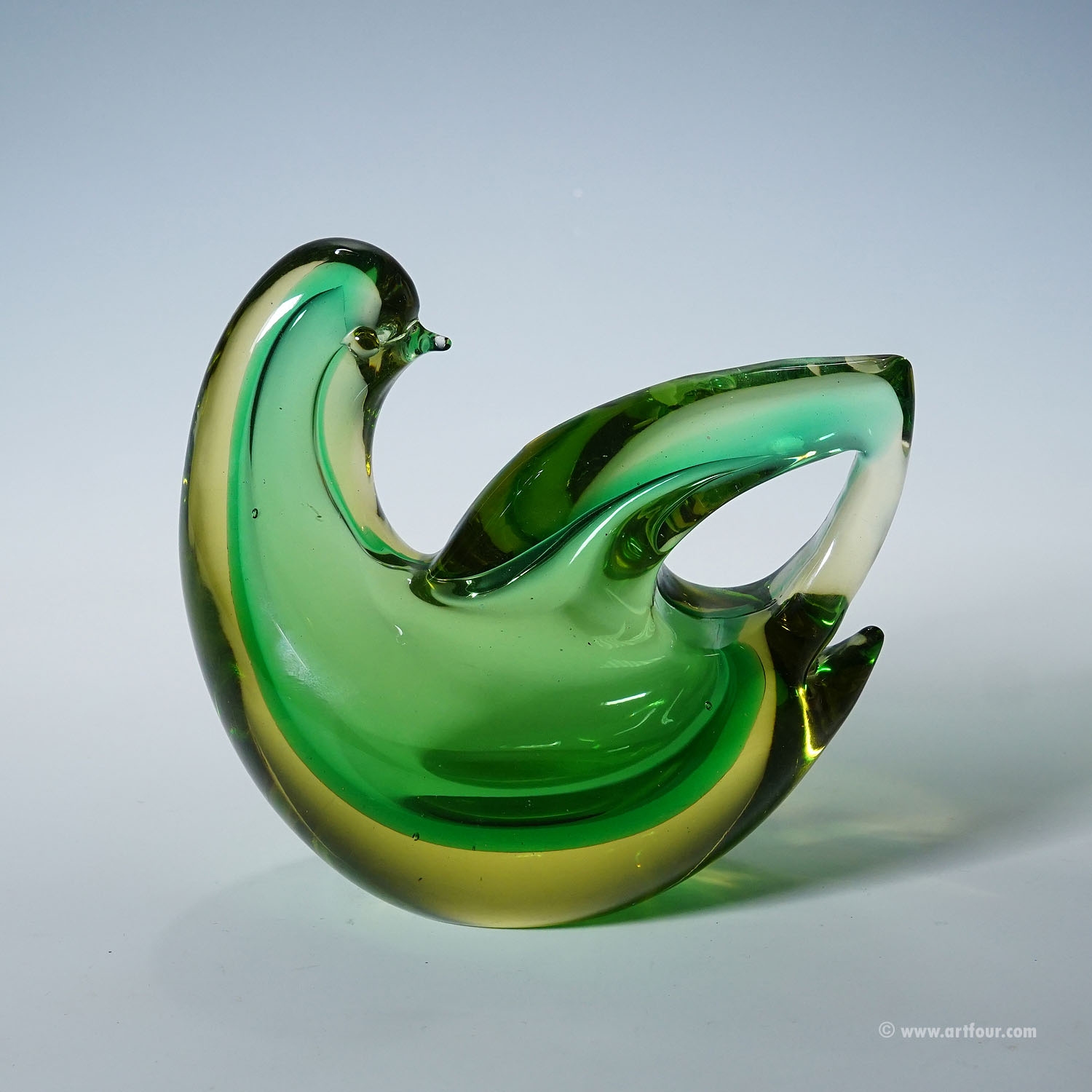 Sommerso Glass bird Sculpture, Flavio Poli for Seguso Murano 1953