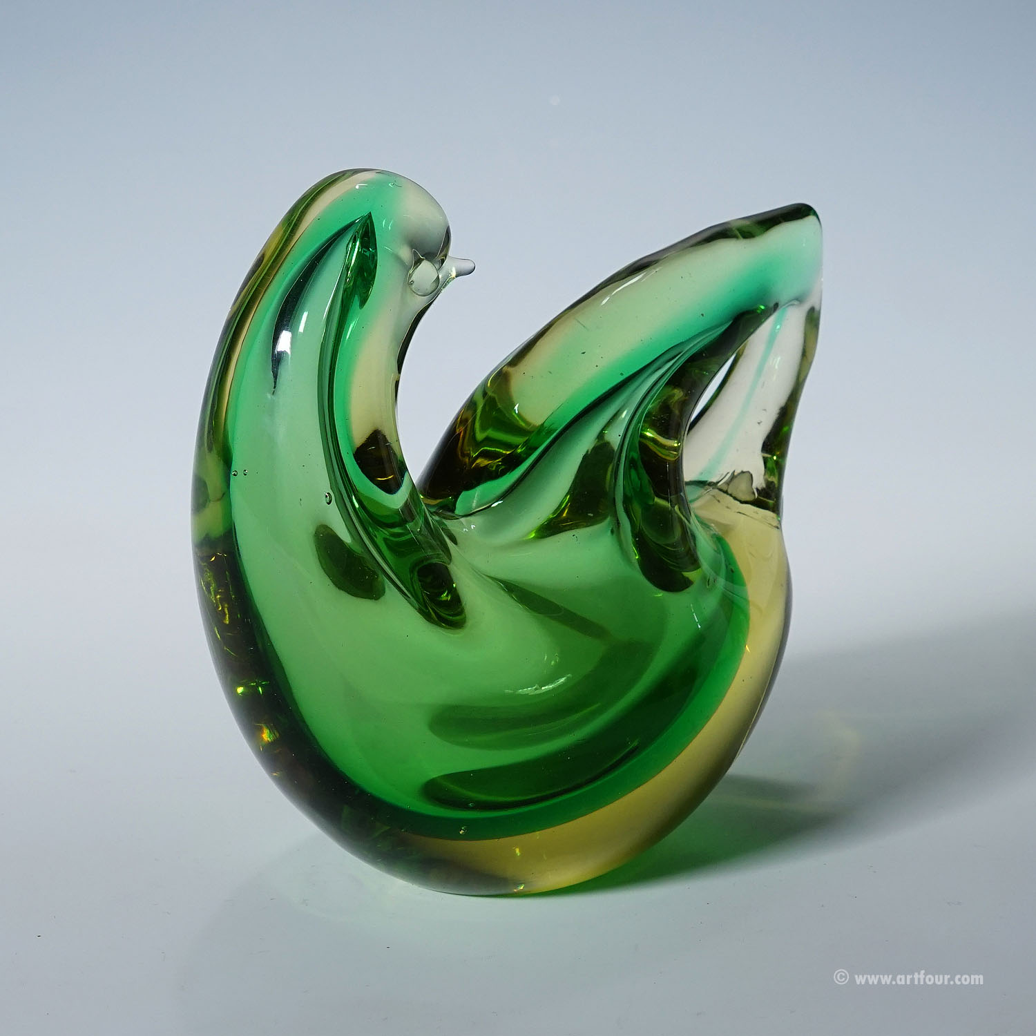 Sommerso Glass bird Sculpture, Flavio Poli for Seguso Murano 1953
