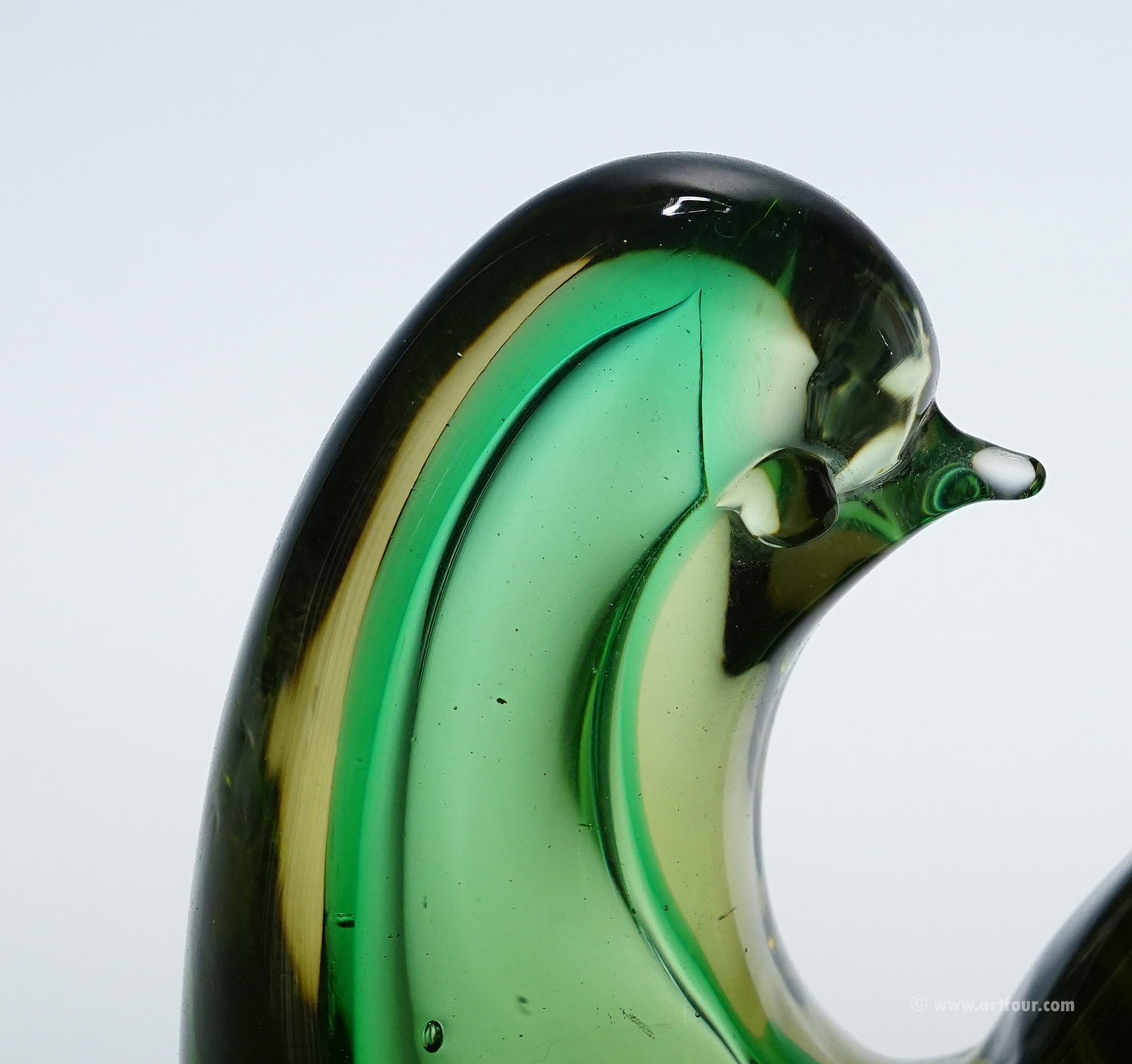 Sommerso Glass bird Sculpture, Flavio Poli for Seguso Murano 1953