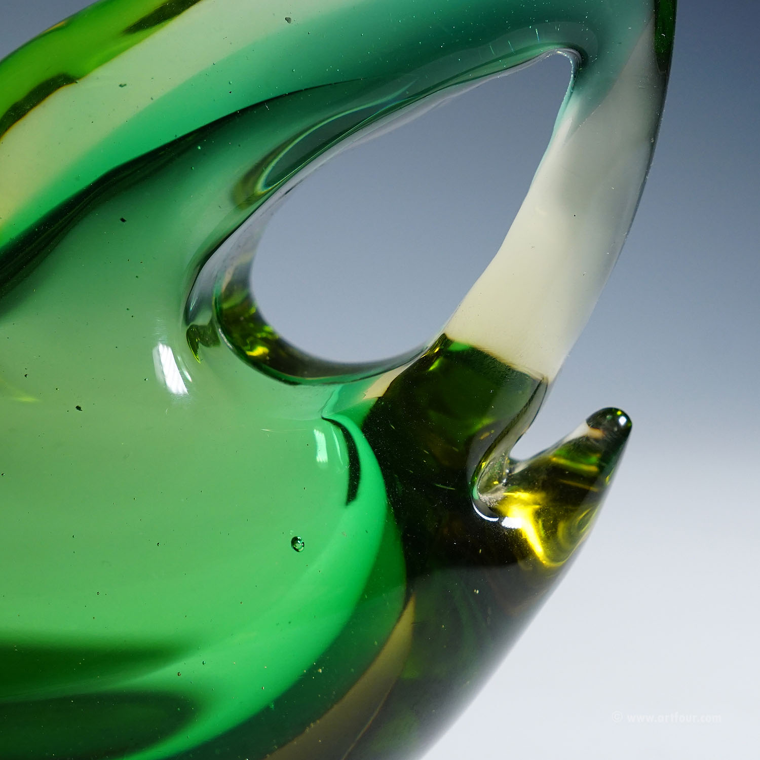 Sommerso Glass bird Sculpture, Flavio Poli for Seguso Murano 1953