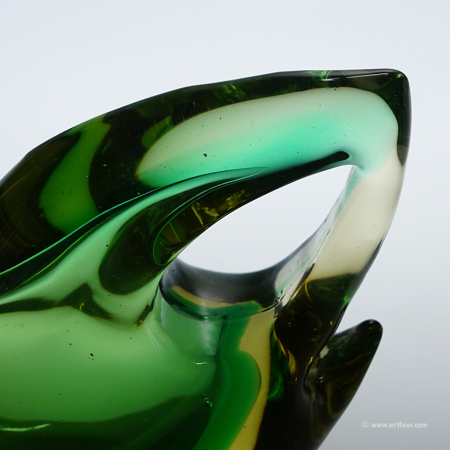 Sommerso Glass bird Sculpture, Flavio Poli for Seguso Murano 1953