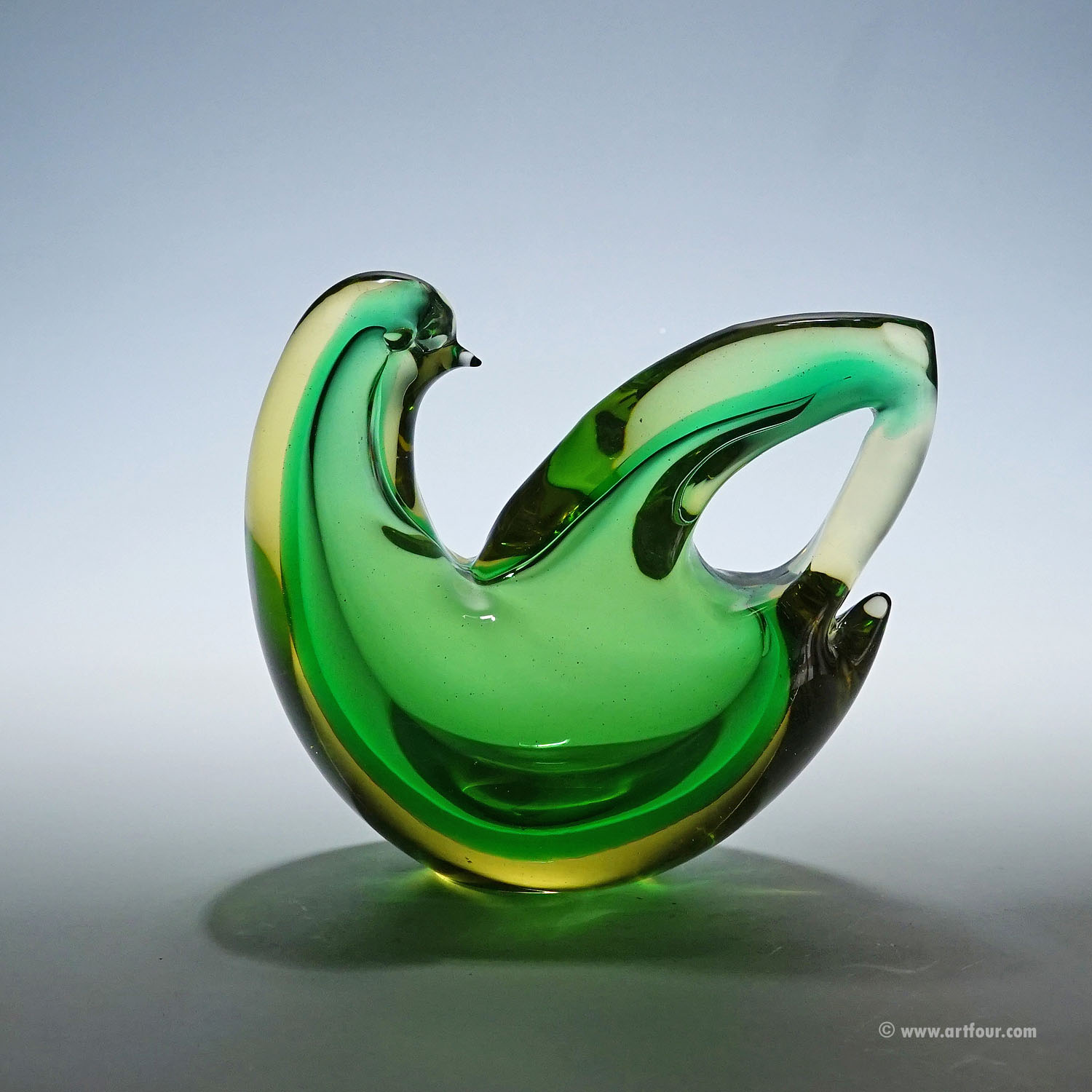 Sommerso Glass bird Sculpture, Flavio Poli for Seguso Murano 1953