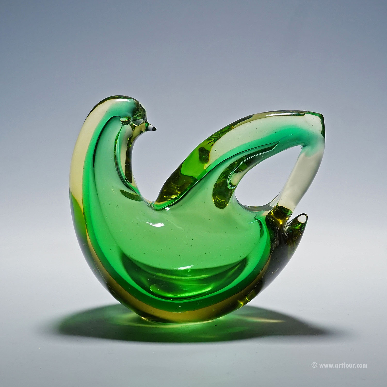 Sommerso Glass bird Sculpture, Flavio Poli for Seguso Murano 1953