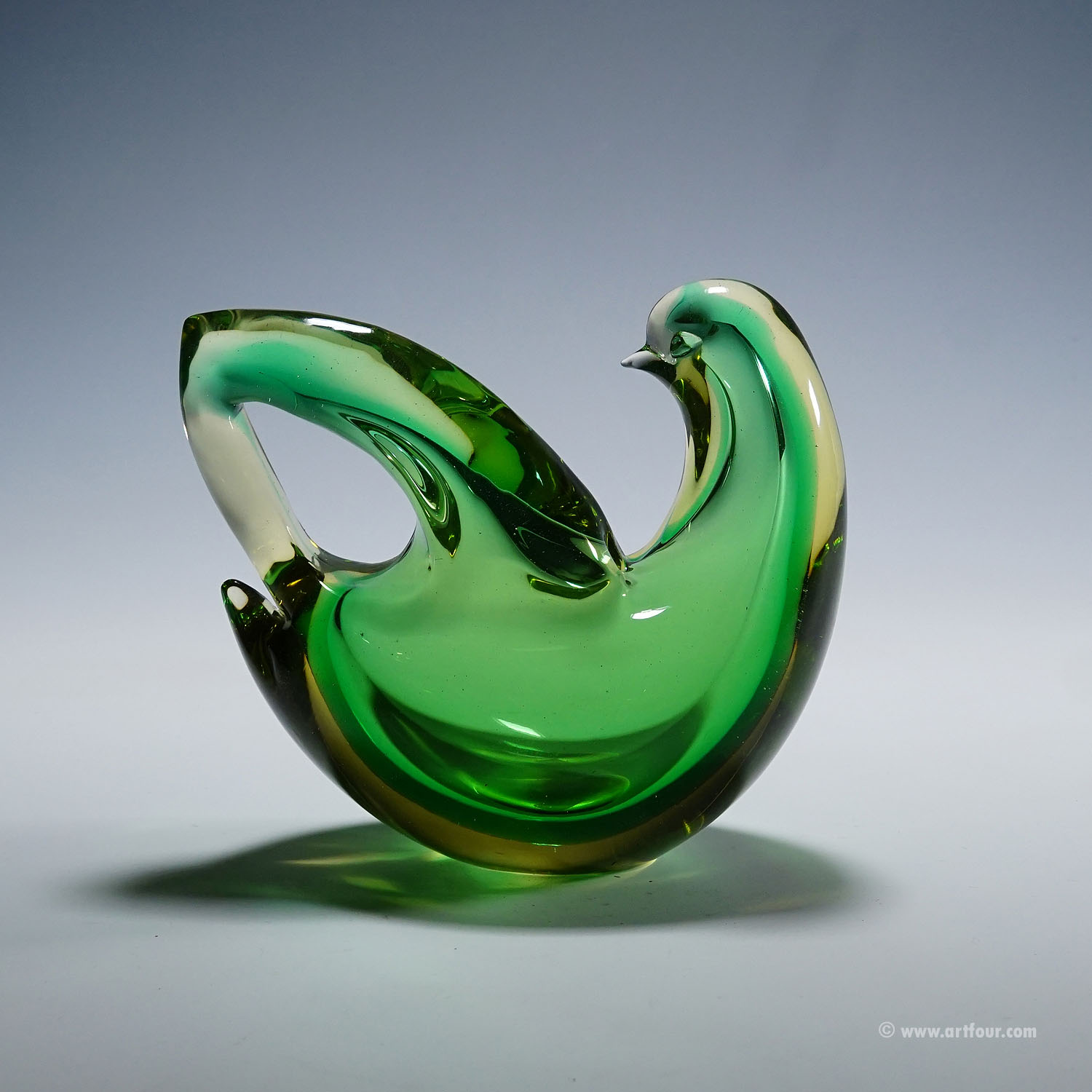 Sommerso Glass bird Sculpture, Flavio Poli for Seguso Murano 1953