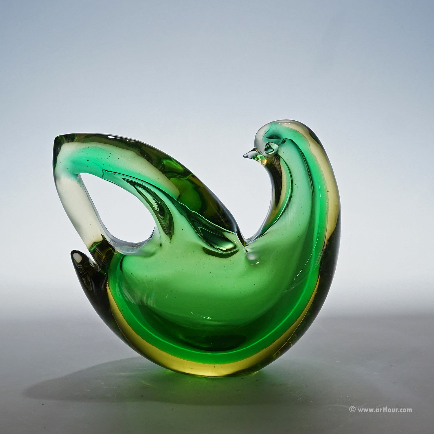 Sommerso Glass bird Sculpture, Flavio Poli for Seguso Murano 1953