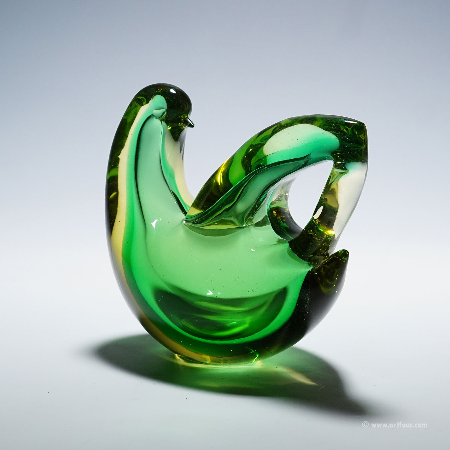 Sommerso Glass bird Sculpture, Flavio Poli for Seguso Murano 1953