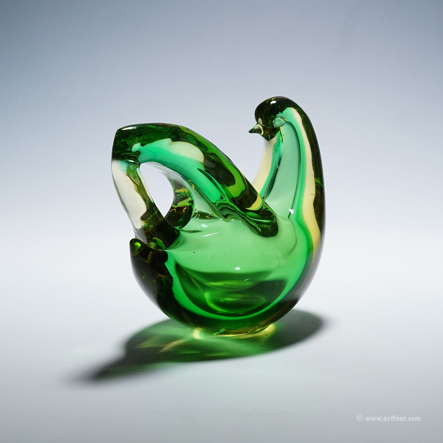 Sommerso Glass bird Sculpture, Flavio Poli for Seguso Murano 1953