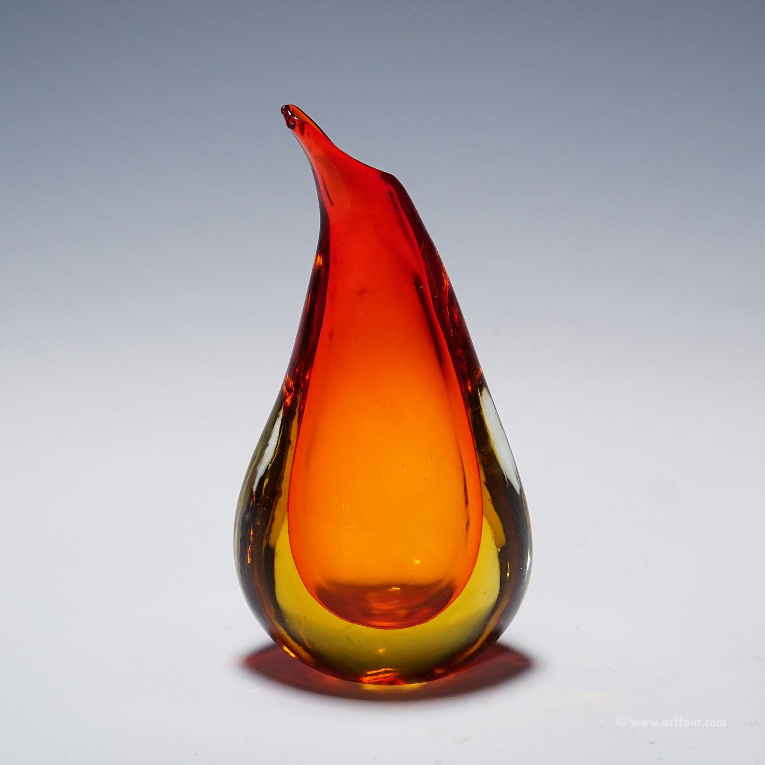 Vase in Red and Yellow Sommerso Glass, Flavio Poli for Seguso
