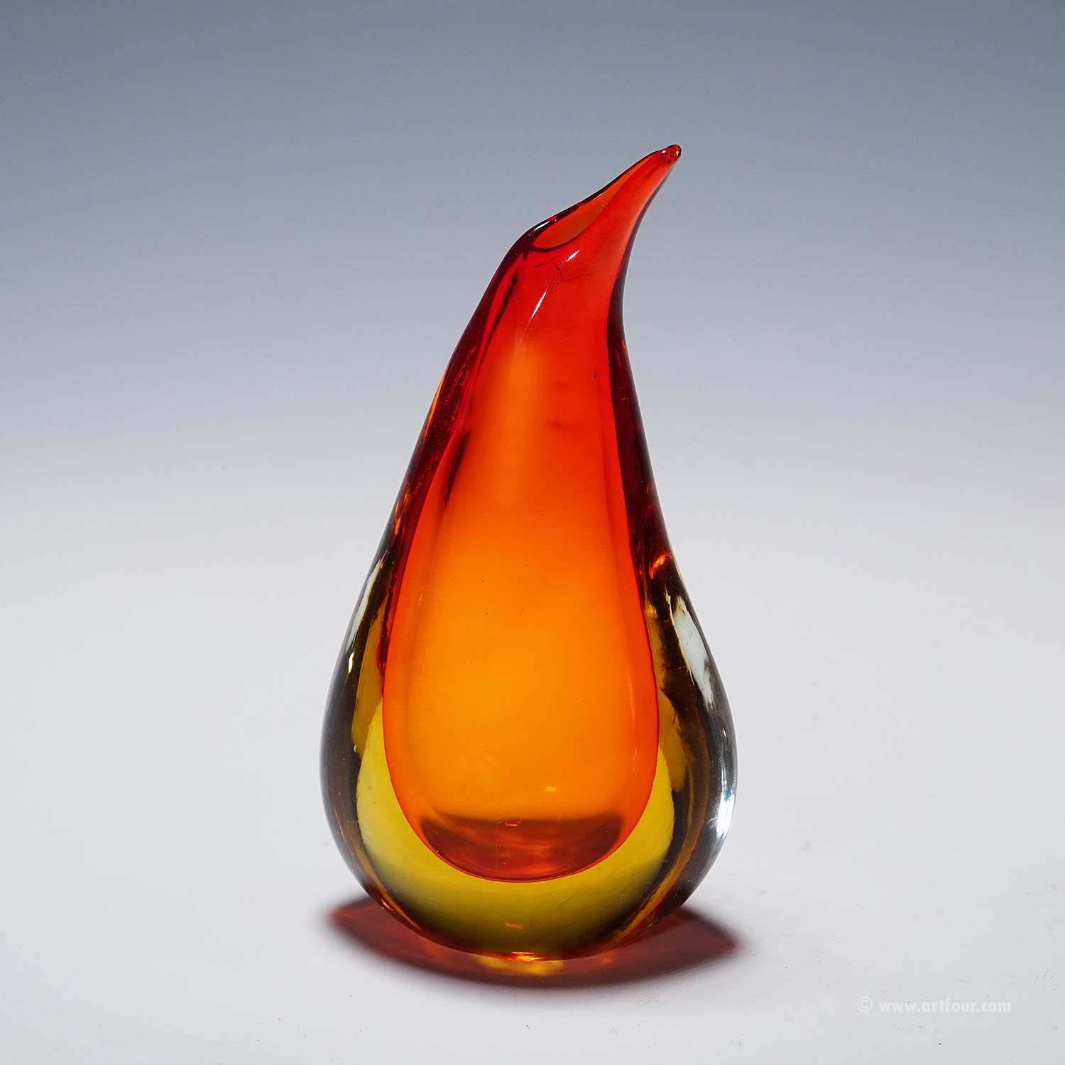 Vase in Red and Yellow Sommerso Glass, Flavio Poli for Seguso