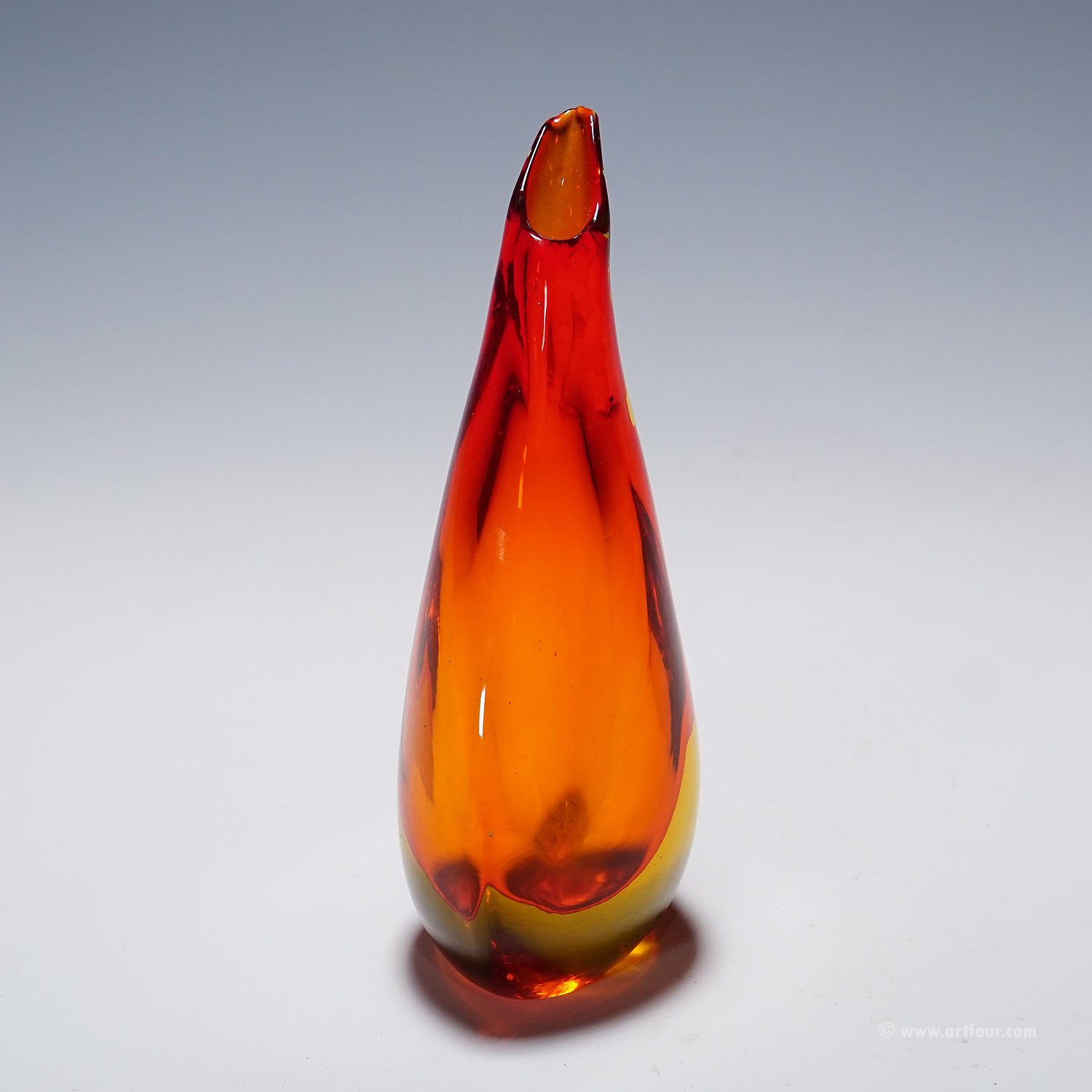 Vase in Red and Yellow Sommerso Glass, Flavio Poli for Seguso