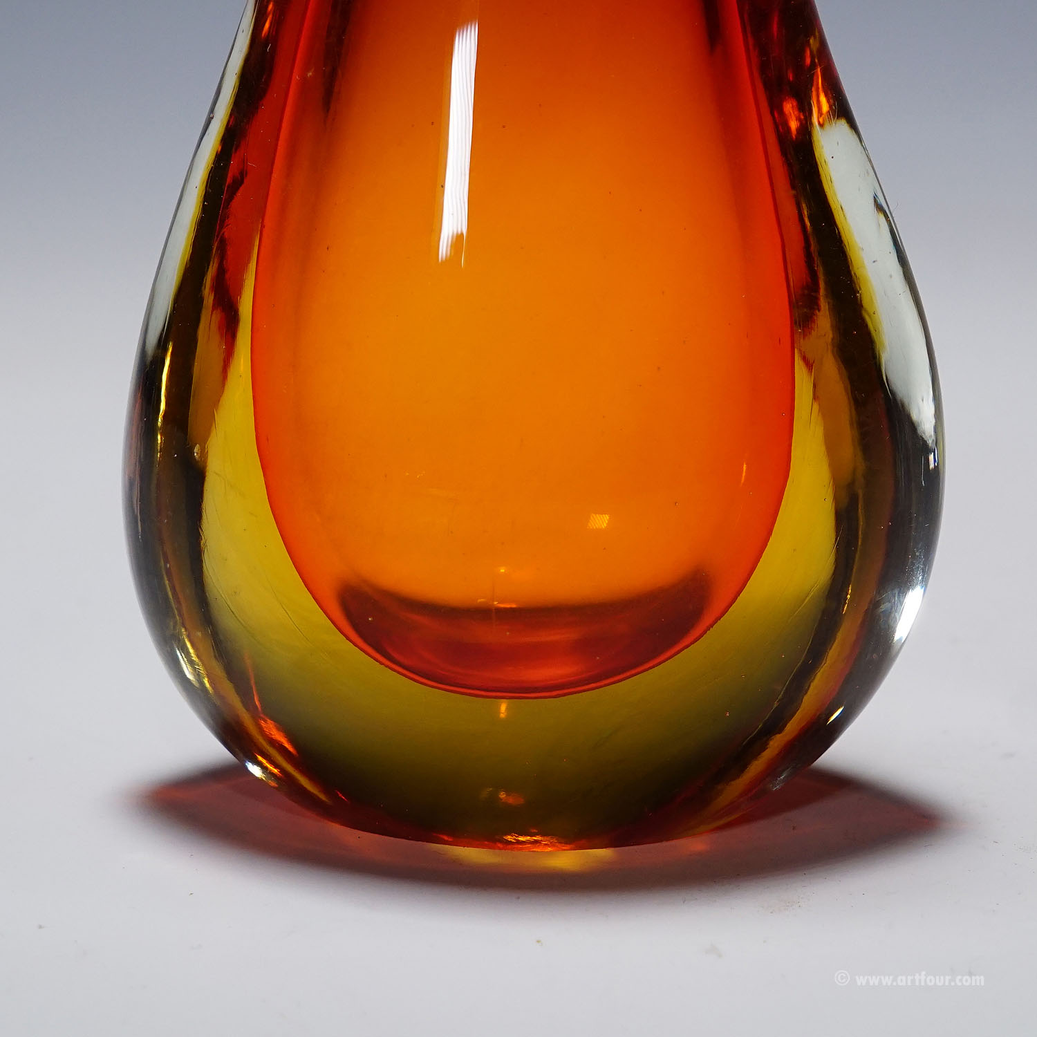 Vase in Red and Yellow Sommerso Glass, Flavio Poli for Seguso