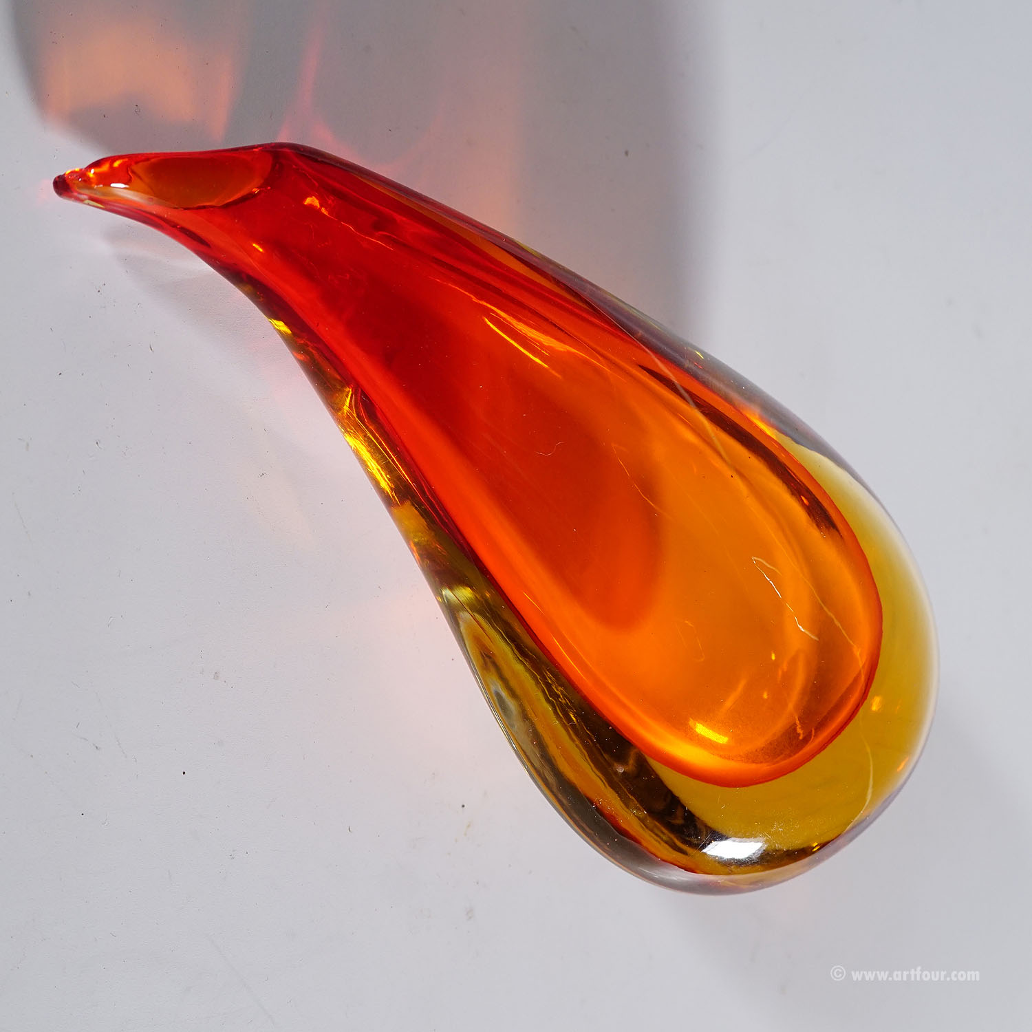 Vase in Red and Yellow Sommerso Glass, Flavio Poli for Seguso