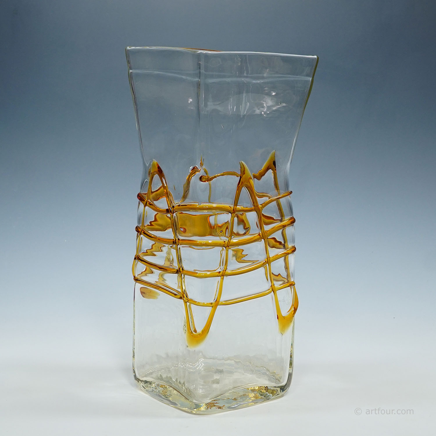 Large Art Glass Vase by Fulvio Bianconi for Mazzega, Venice Murano