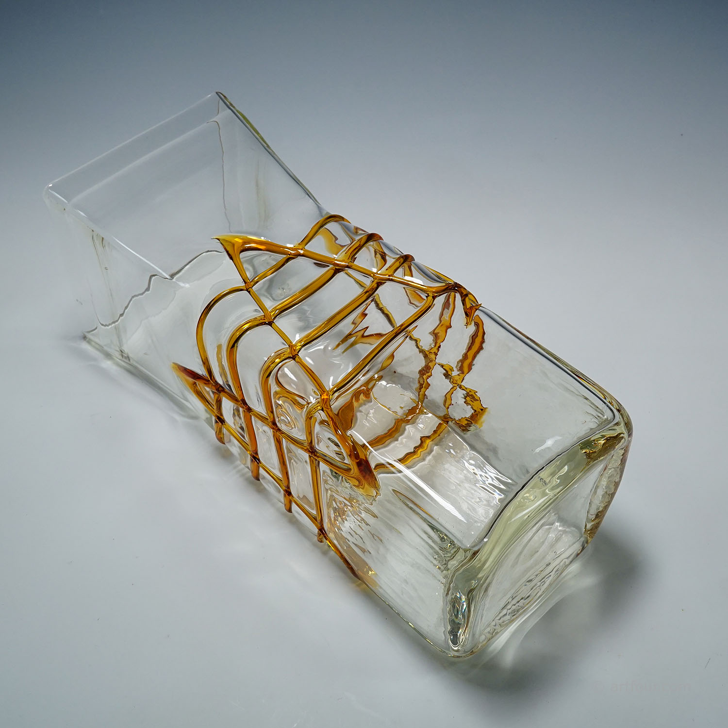 Large Art Glass Vase by Fulvio Bianconi for Mazzega, Venice Murano