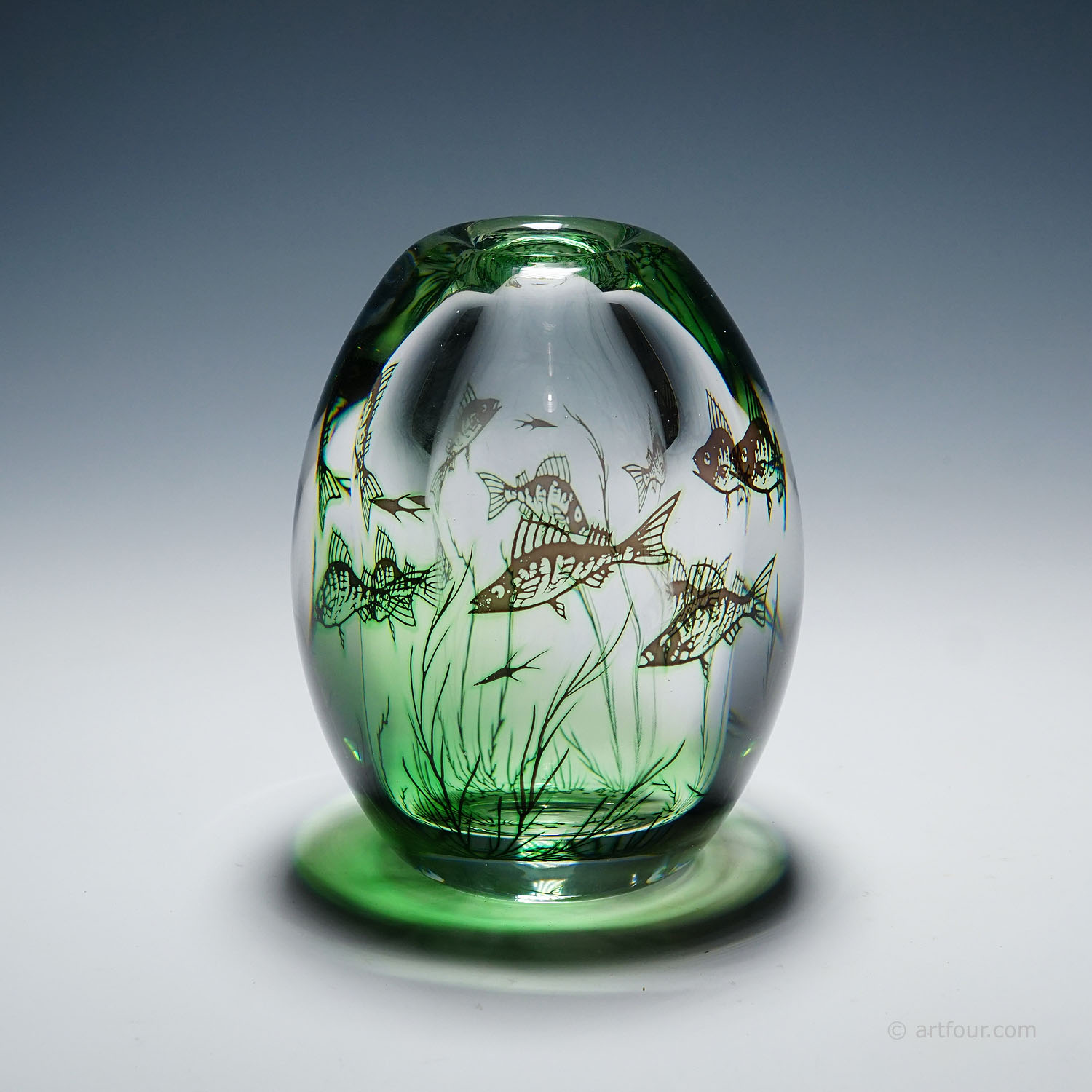 Vintage Fish Graal Vase by Edward Hald for Orrefors, Sweden 1963