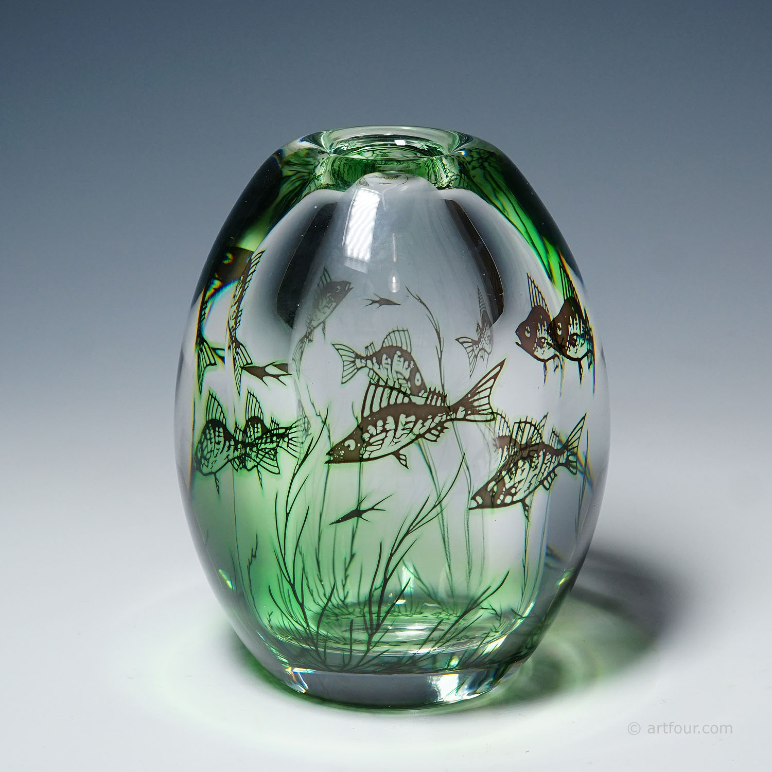Vintage Fish Graal Vase by Edward Hald for Orrefors, Sweden 1963
