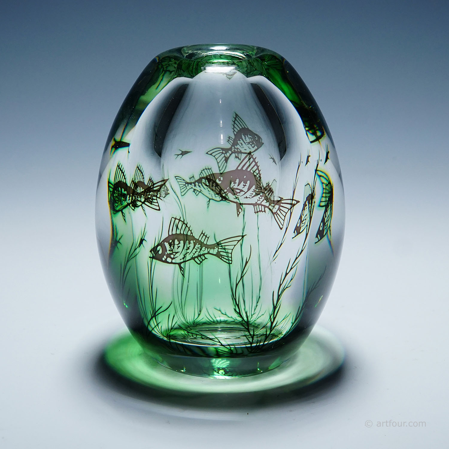 Vintage Fish Graal Vase by Edward Hald for Orrefors, Sweden 1963