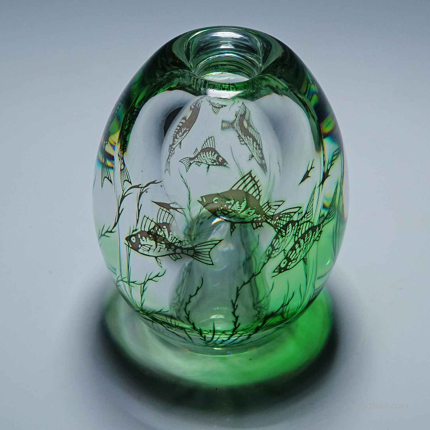 Vintage Fish Graal Vase by Edward Hald for Orrefors, Sweden 1963