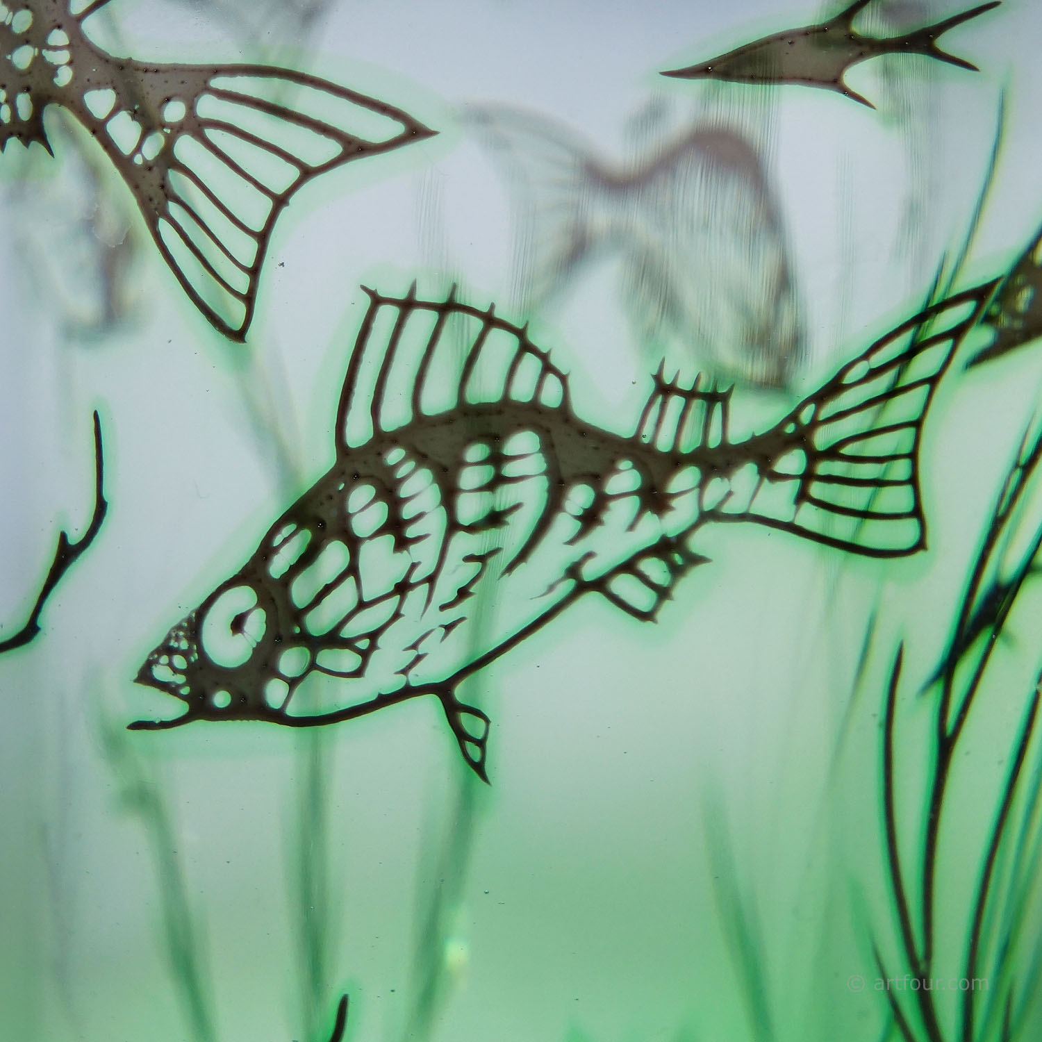 Vintage Fish Graal Vase by Edward Hald for Orrefors, Sweden 1963