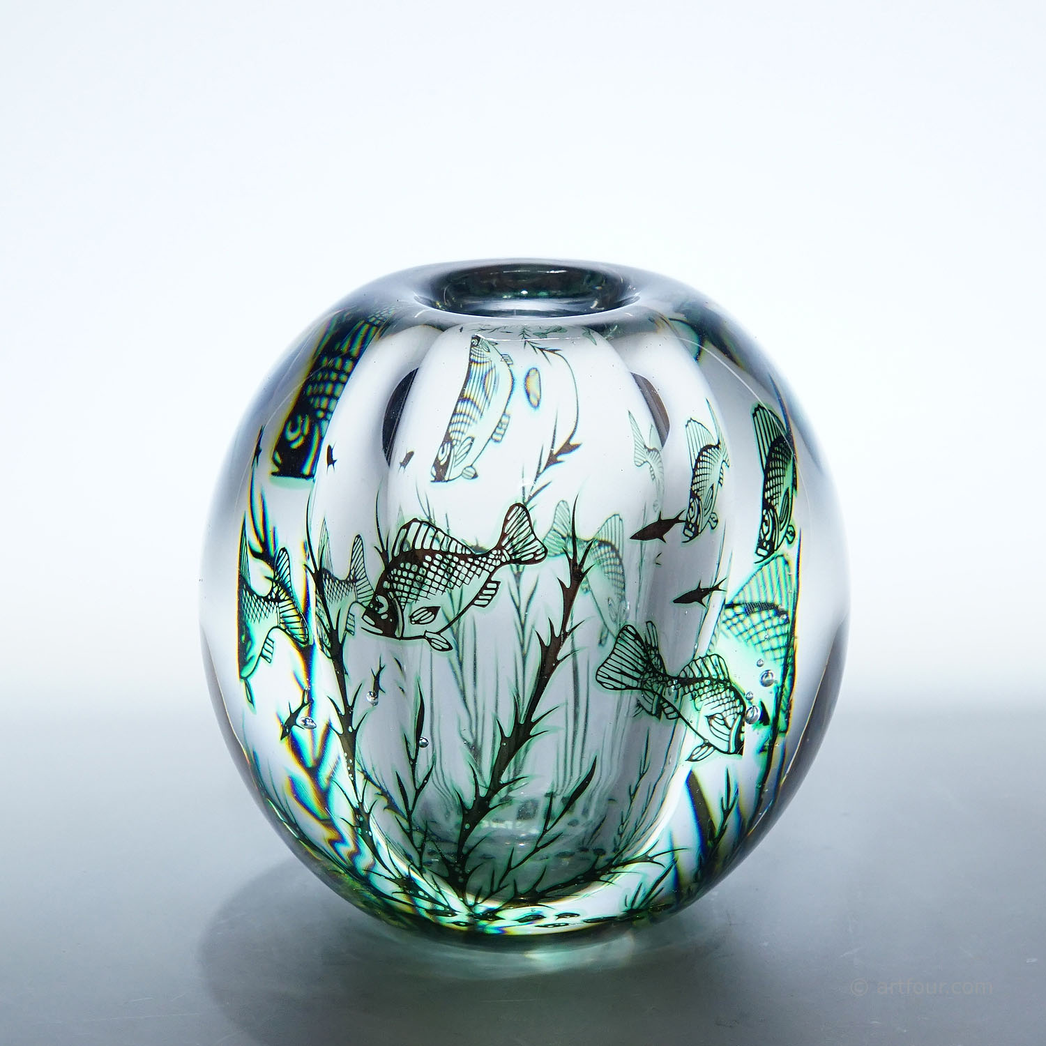 Vintage Fish Graal Vase by Edward Hald for Orrefors, Sweden