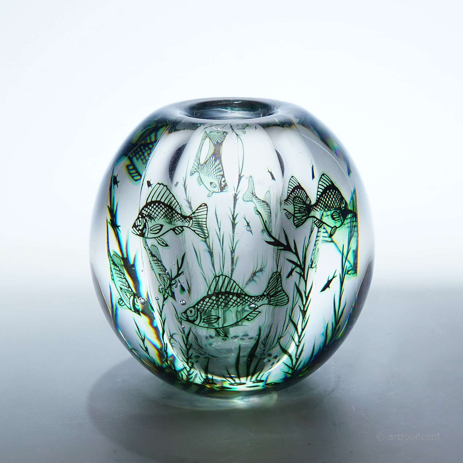 Vintage Fish Graal Vase by Edward Hald for Orrefors, Sweden