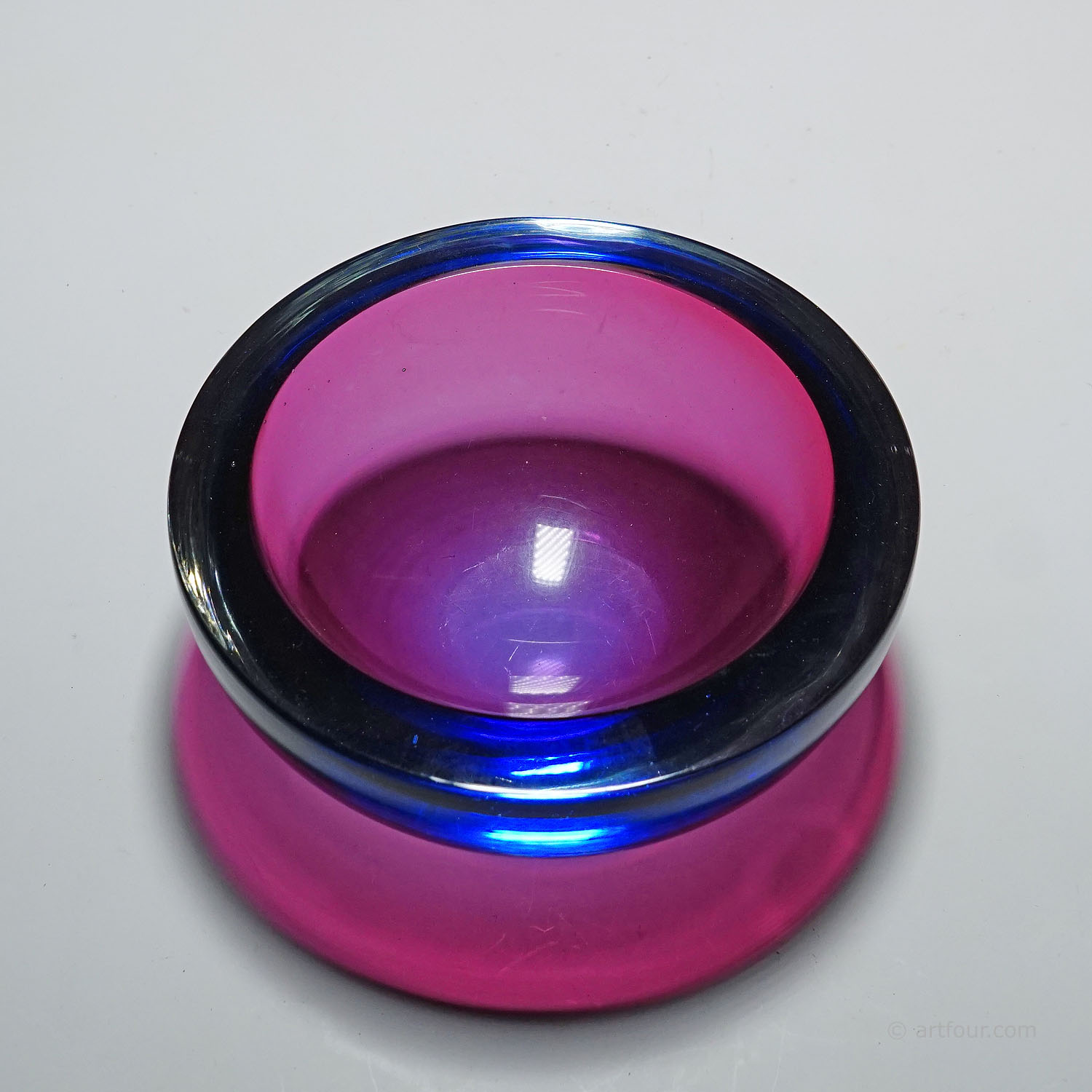 Archimede Seguso Geode Bowl in Blue, Murano Italy ca. 1960s