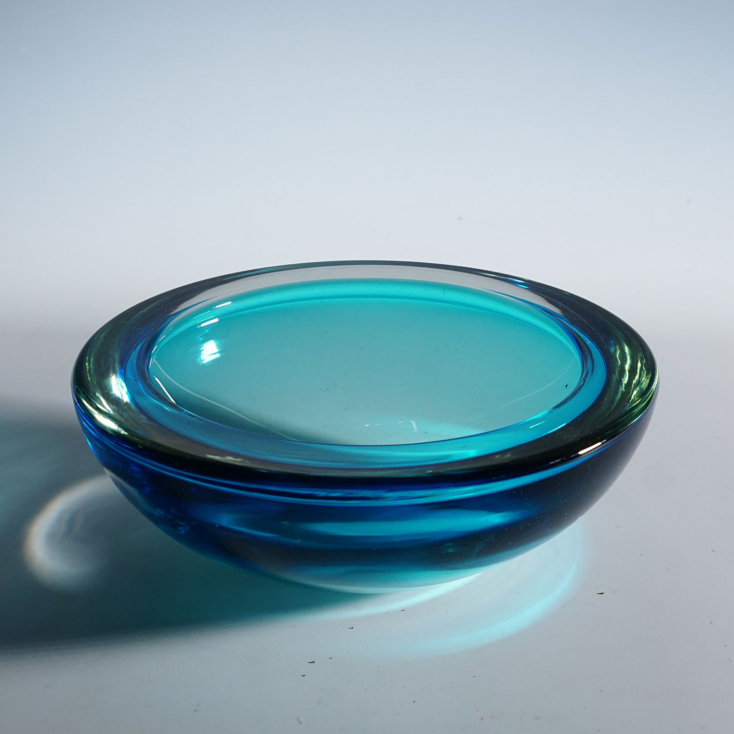 Archimede Seguso Geode Bowl in Blue, Murano Italy ca. 1960s