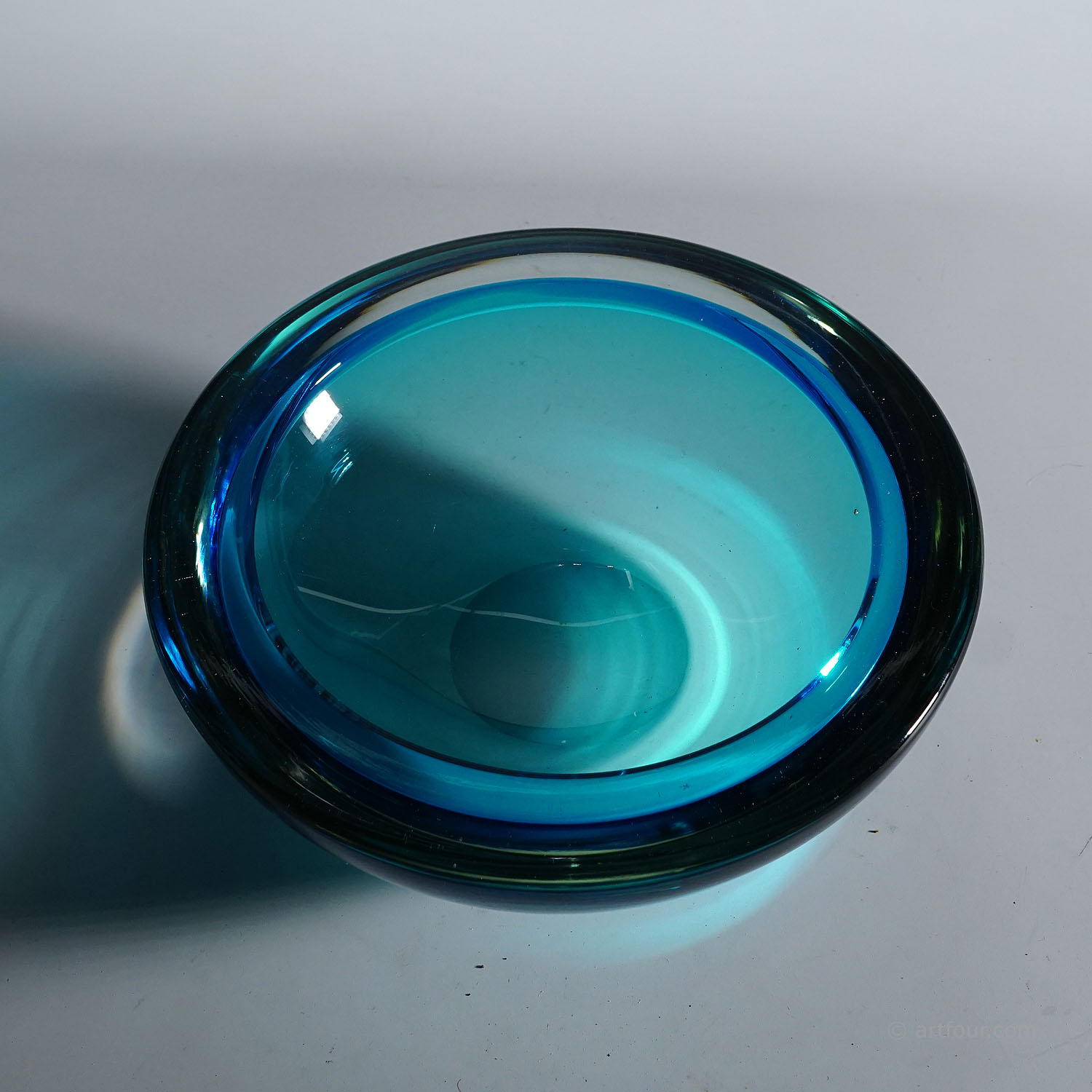 Archimede Seguso Geode Bowl in Blue, Murano Italy ca. 1960s