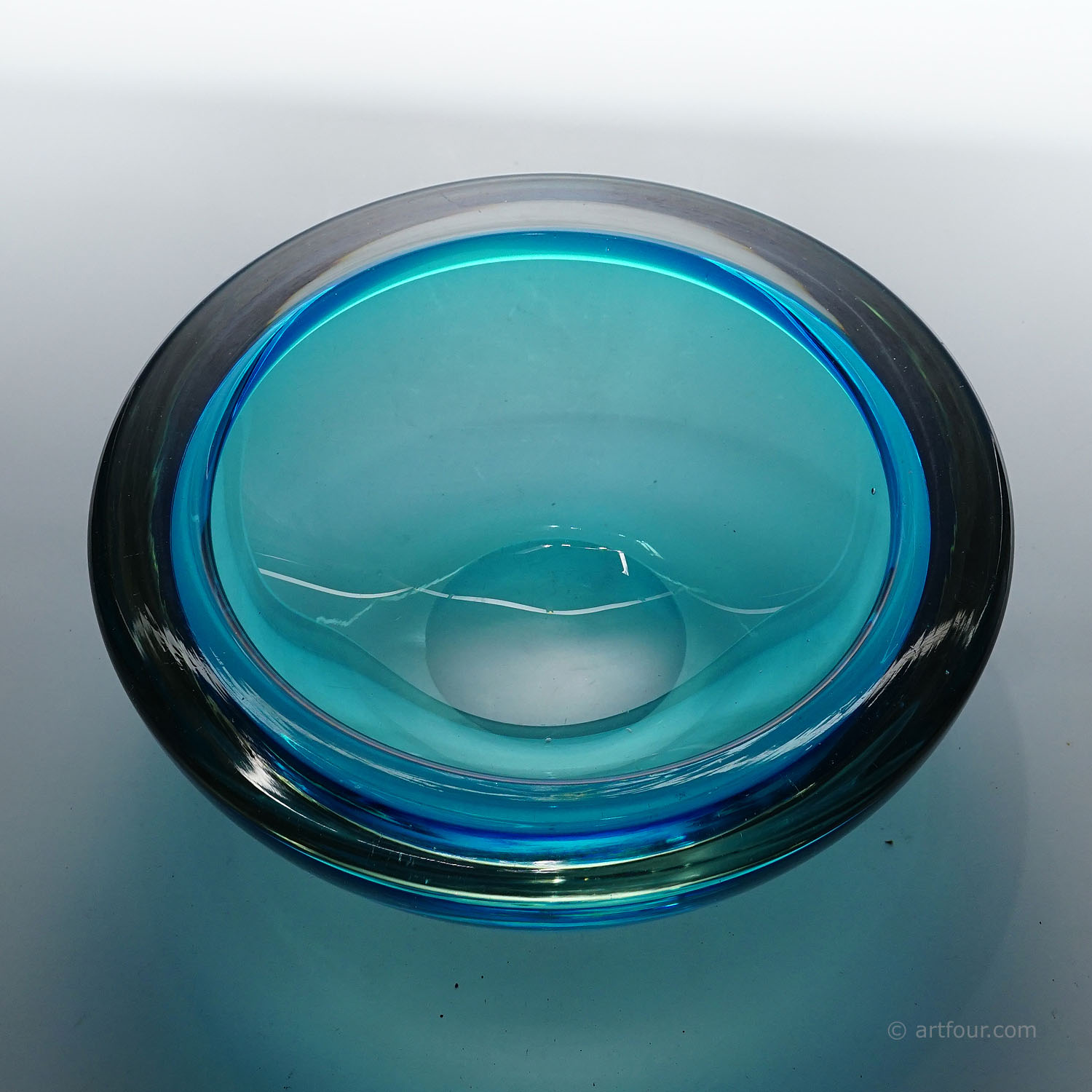 Archimede Seguso Geode Bowl in Blue, Murano Italy ca. 1960s