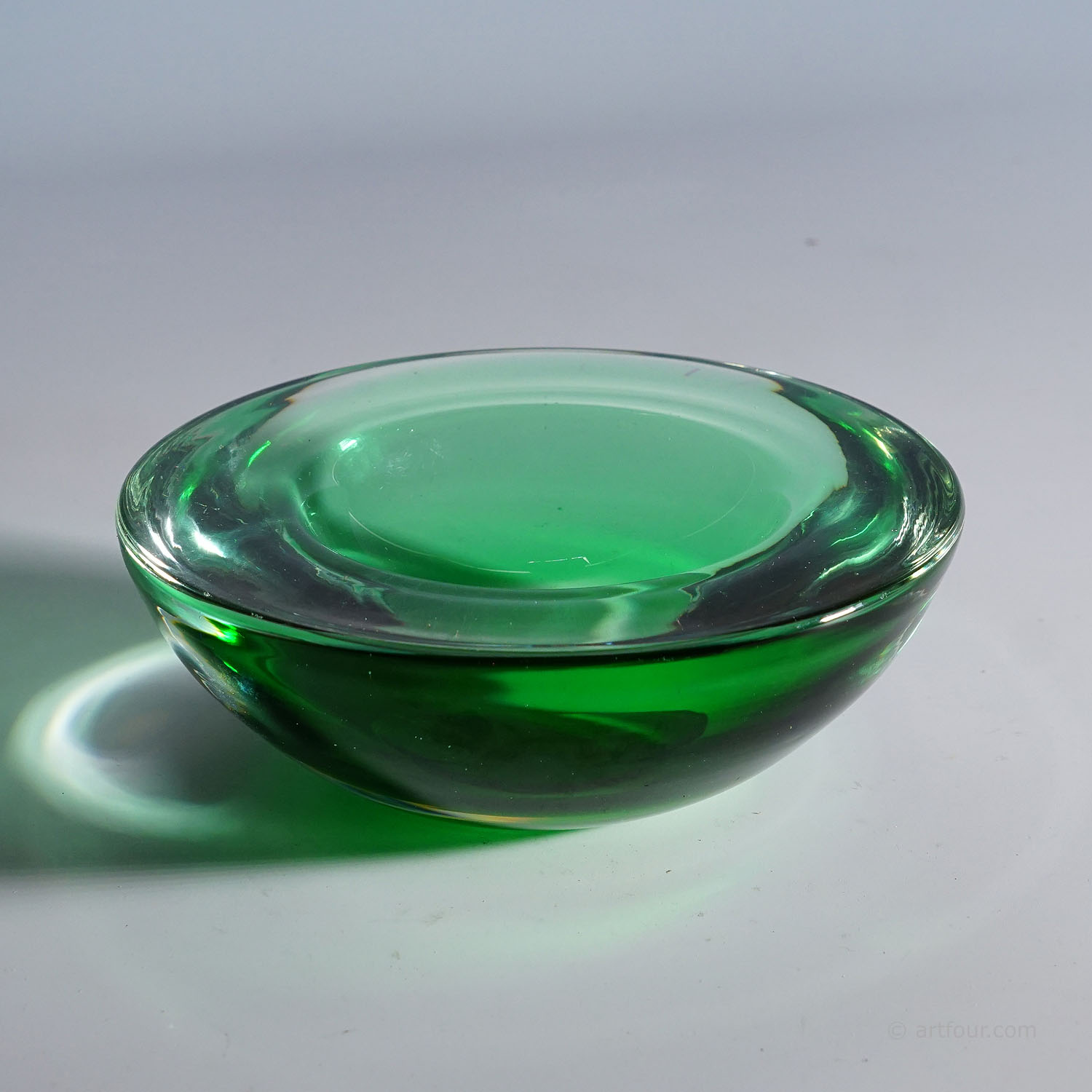 Archimede Seguso Geode Bowl in Green, Murano Italy ca. 1960s