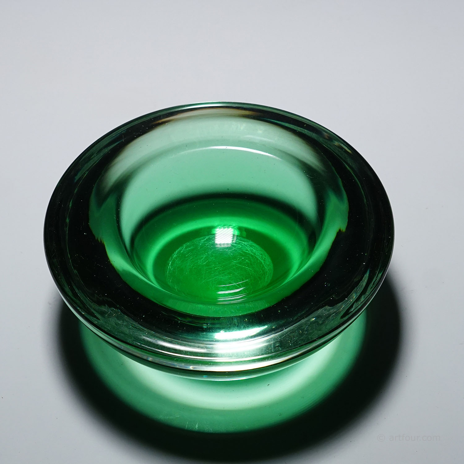 Archimede Seguso Geode Bowl in Green, Murano Italy ca. 1960s