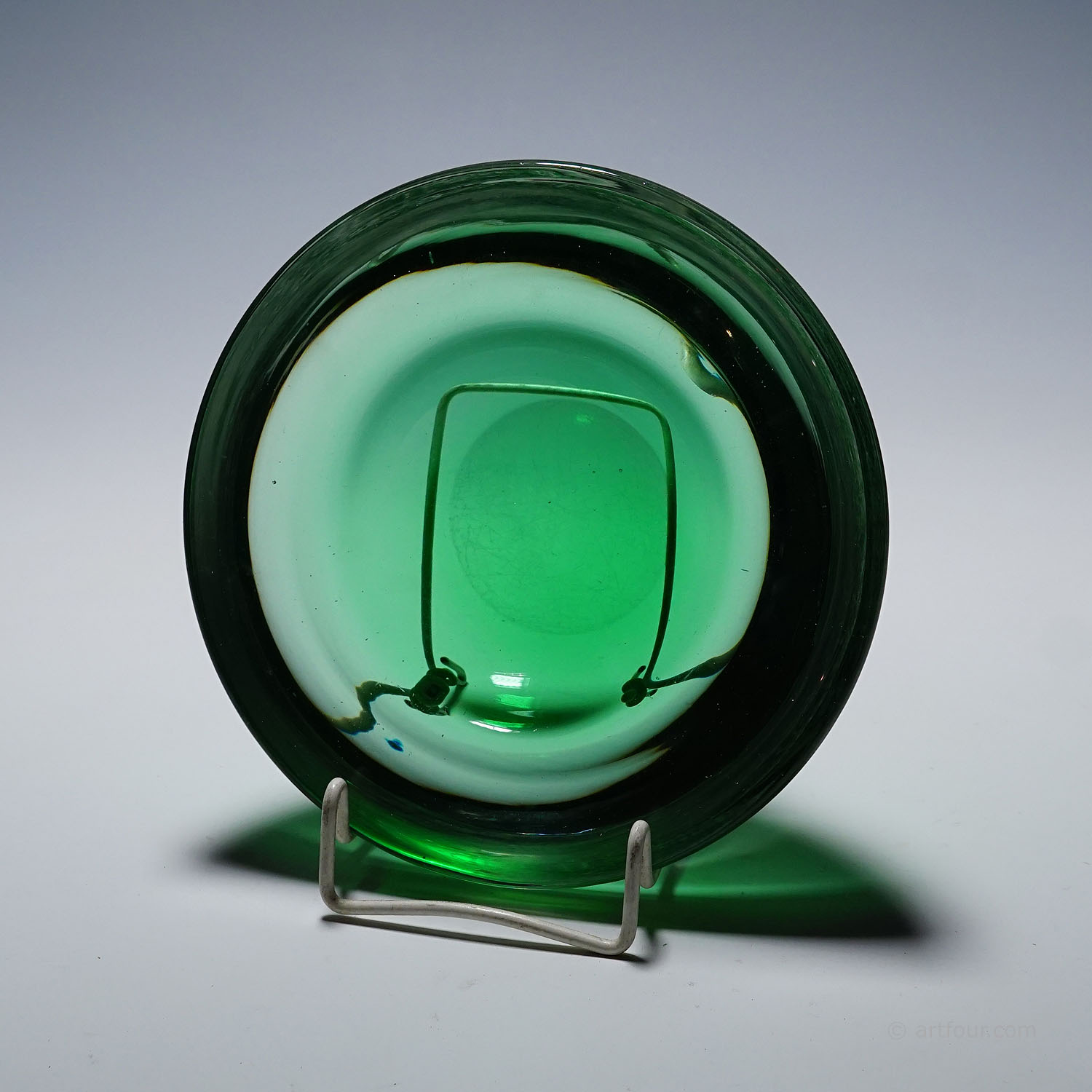 Archimede Seguso Geode Bowl in Green, Murano Italy ca. 1960s