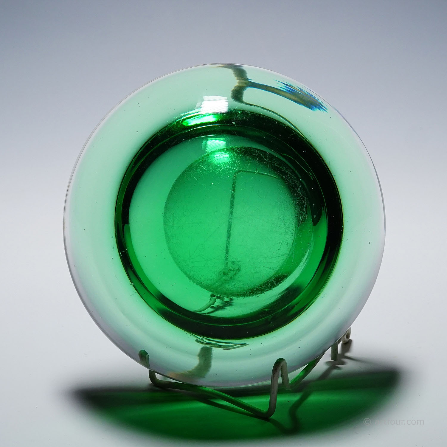 Archimede Seguso Geode Bowl in Green, Murano Italy ca. 1960s