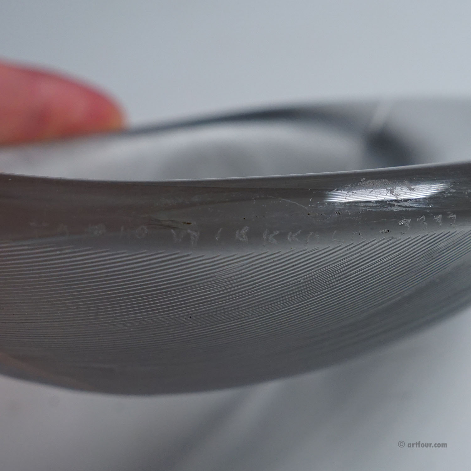 Large Vintage Art Glass Bowl by Tapio Wirkkala for Iittala 1950s