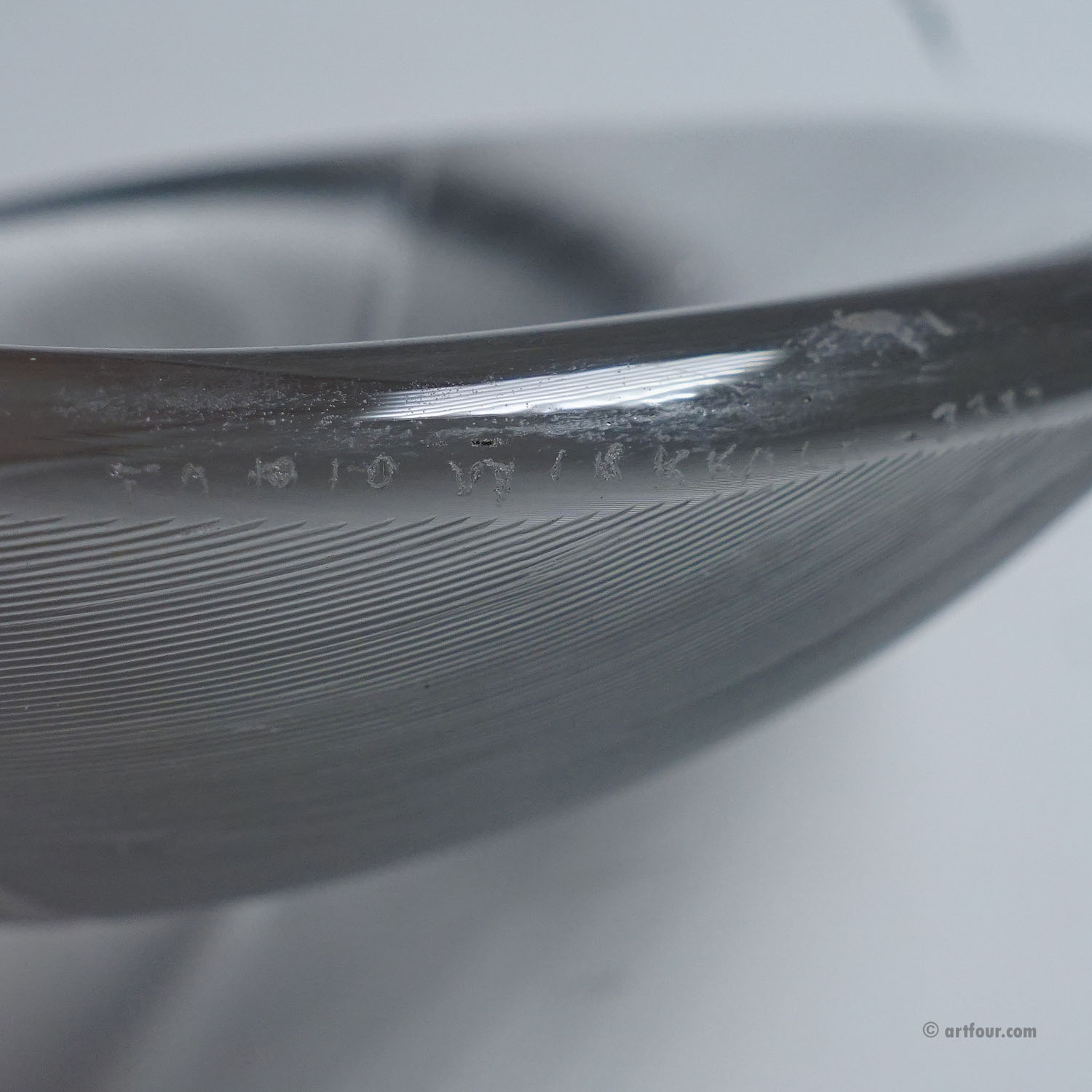 Large Vintage Art Glass Bowl by Tapio Wirkkala for Iittala 1950s