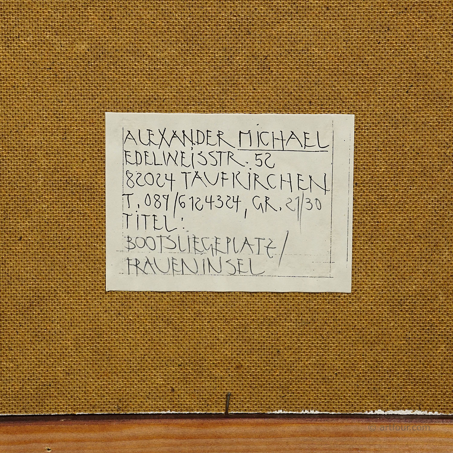 Boat Mooring on Fraueninsel – Oil Painting by Alexander Michael, 1994