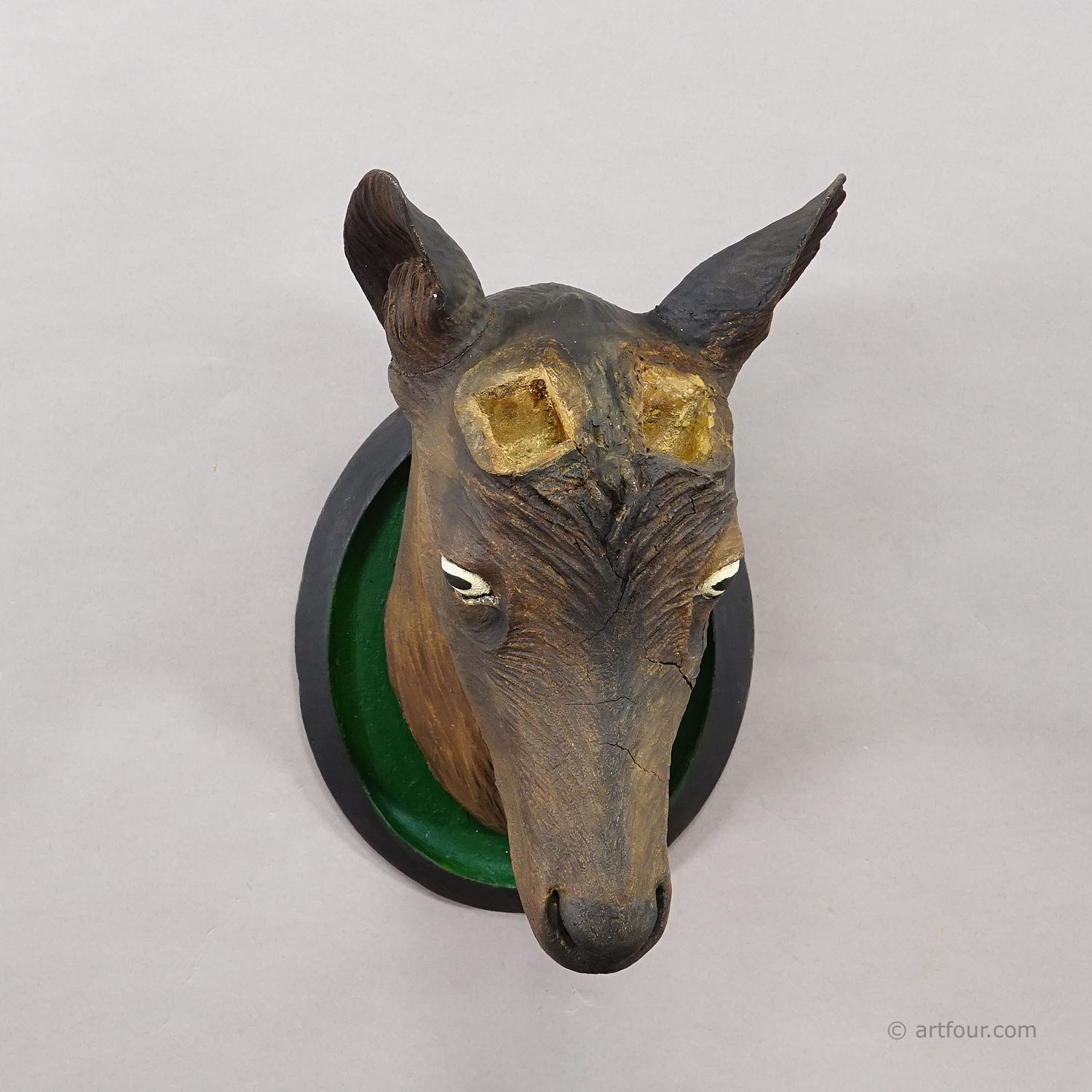 Large Naturalistic Black Forest Carved Ibex Head, ca. 1900s