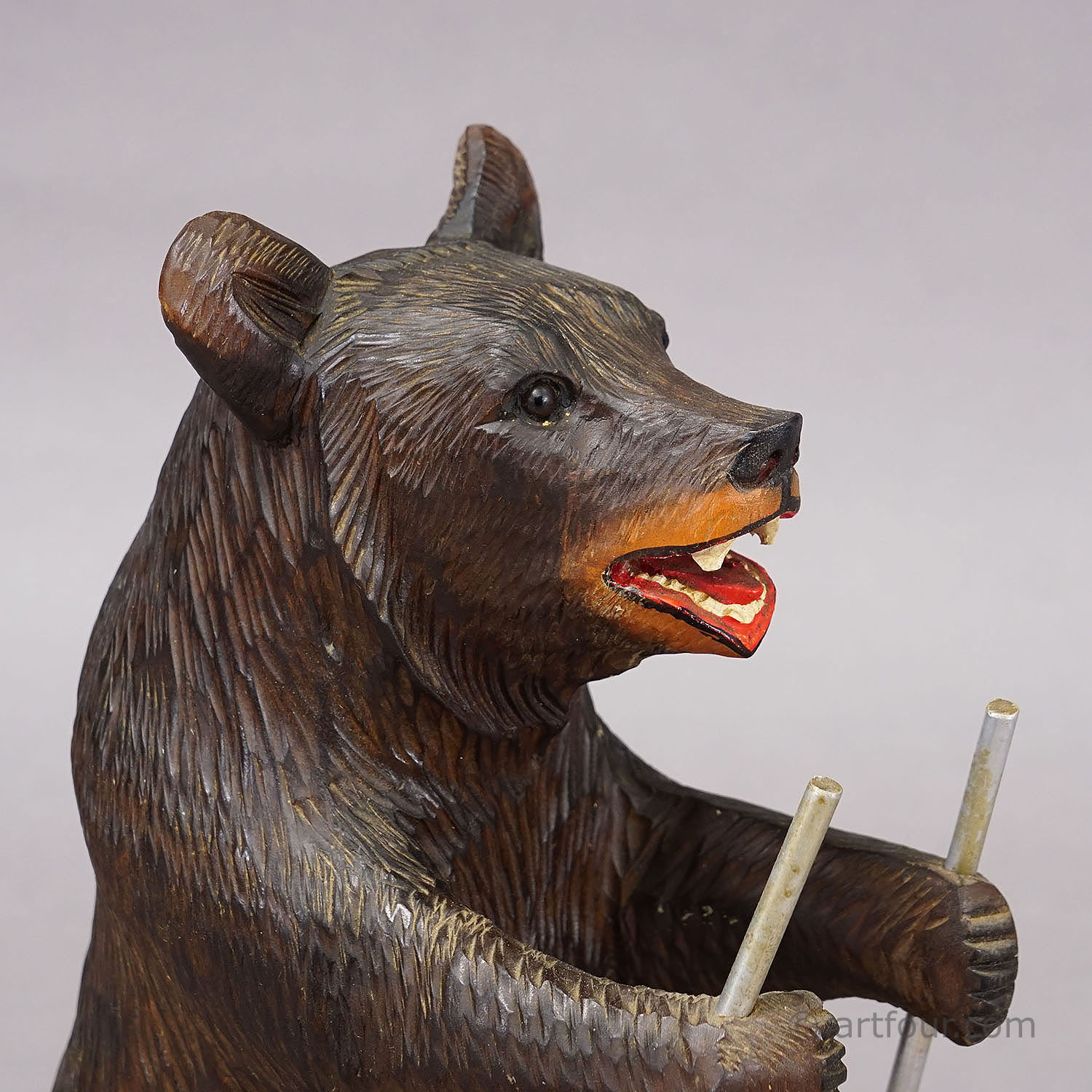Antique Carved Black Forest Skiing Bear, Brienz Switzerland ca. 1930