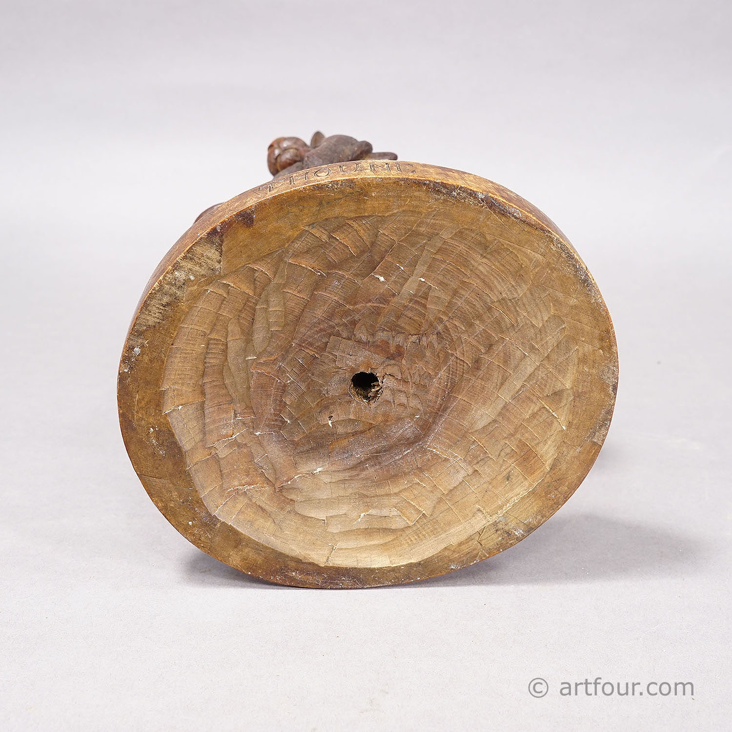 Antique Black Forest Carved Rabbit Figure with Basket, circa 1900